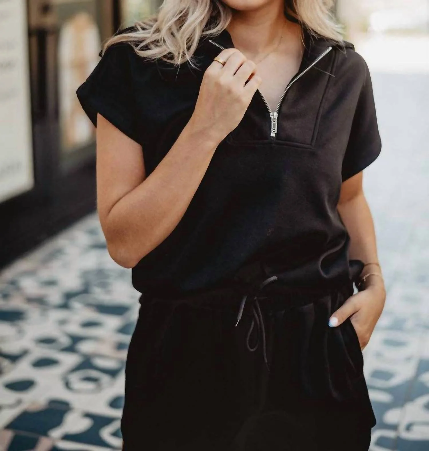 Half Zip Scuba Set In Black