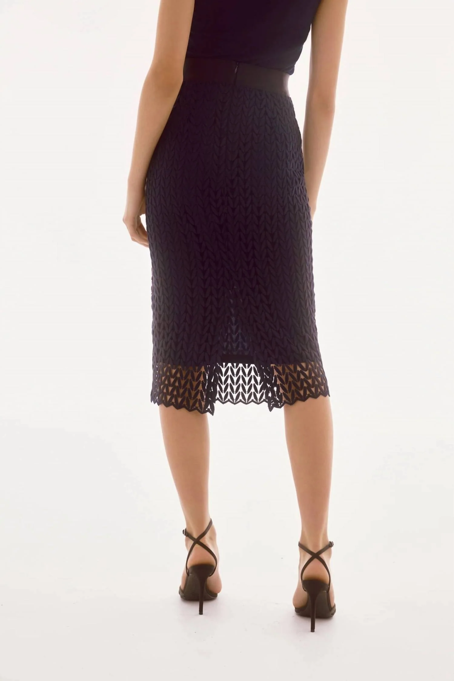 High-Waist Knitted Pencil Skirt In Midnight Blue