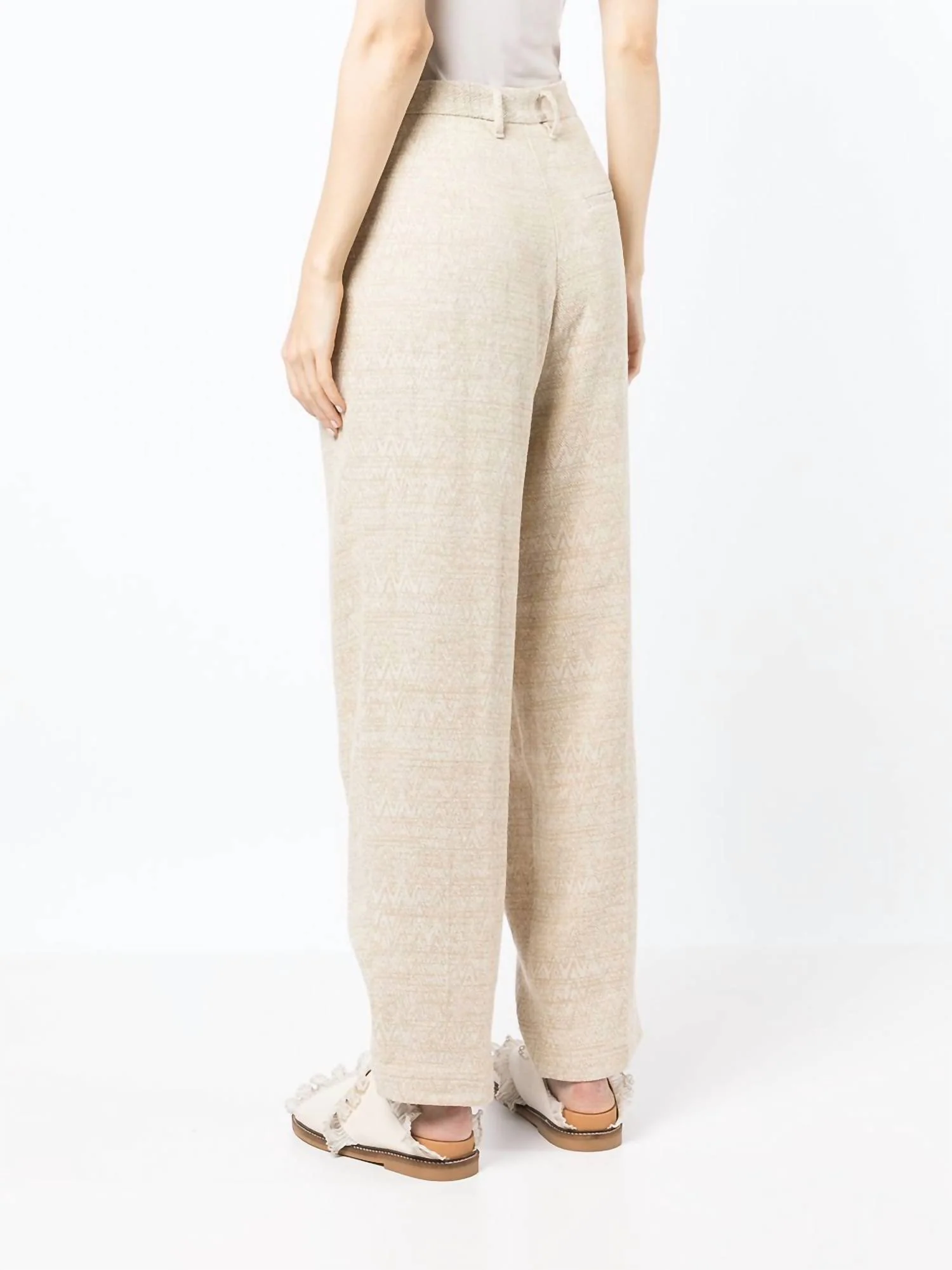 Jacquard Trousers In Beige