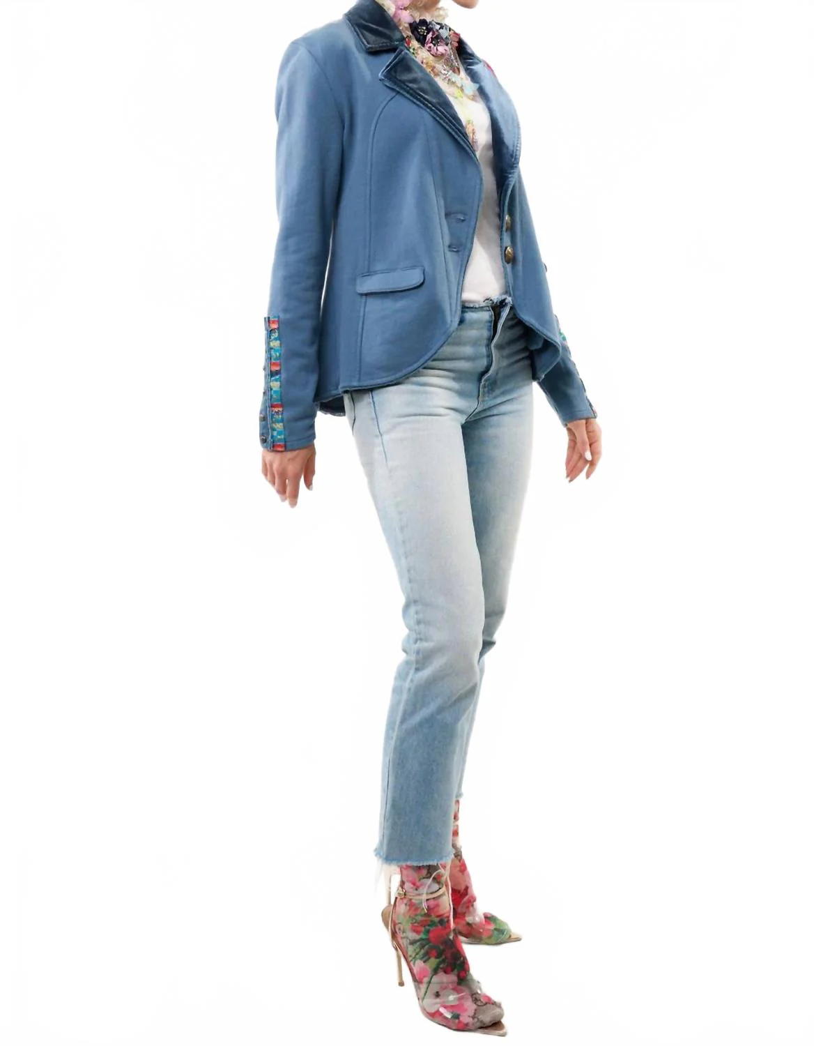 Eilse Embellished Blazer In Vintage Blue