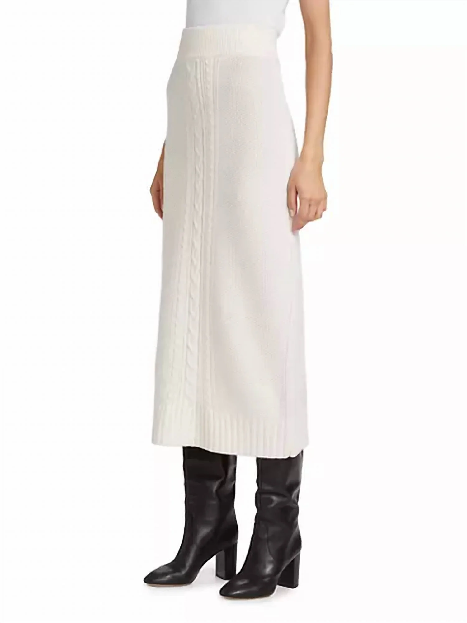 Valentin Cable Knit Skirt In Blanc