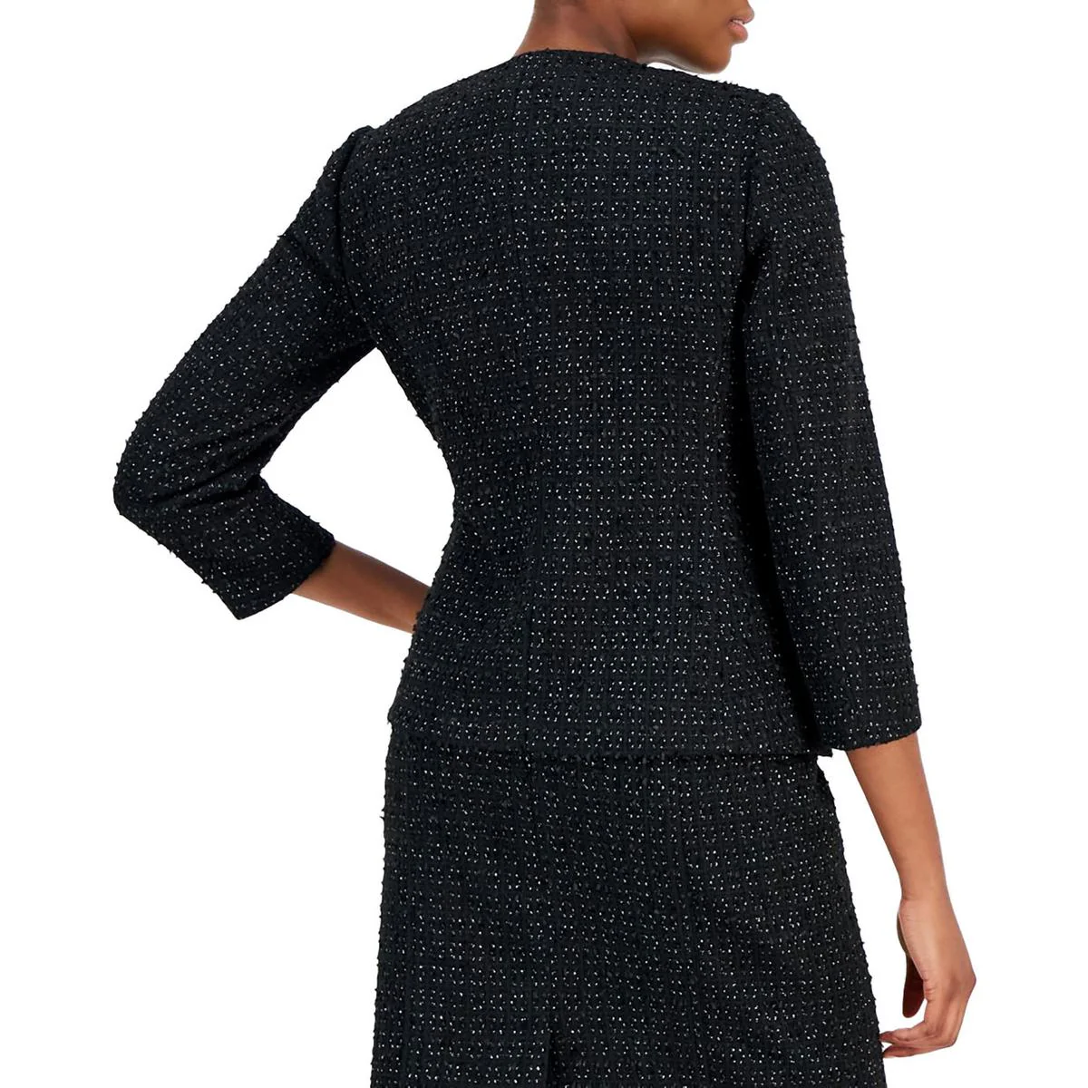 Womens Metallic Polyester Collarless Blazer