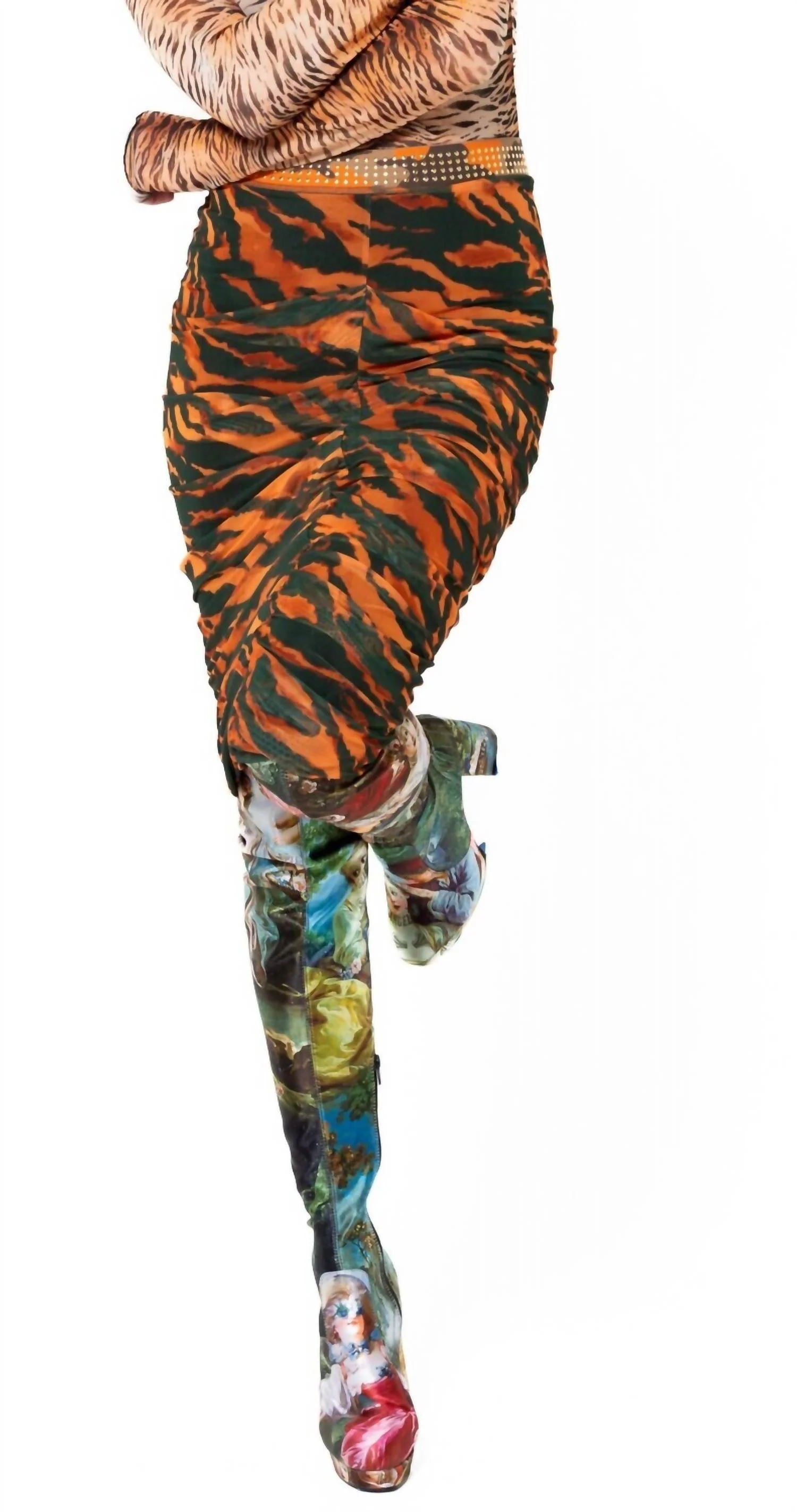 Animal Skirt In Orange/black