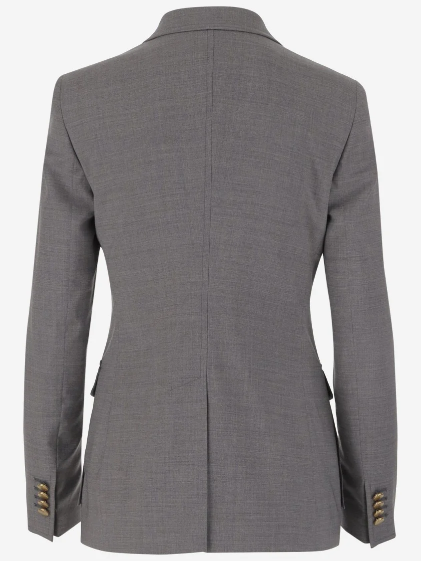 Double-Breasted Stretch Wool Jacket