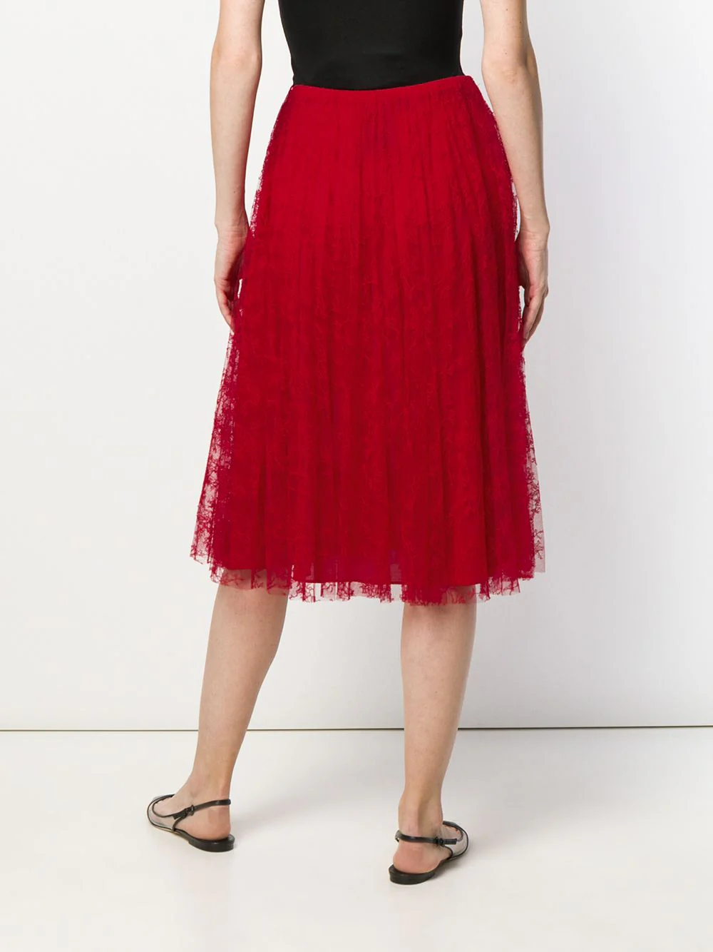 Valentino Garavani Pleated Chantilly Lace Skirt