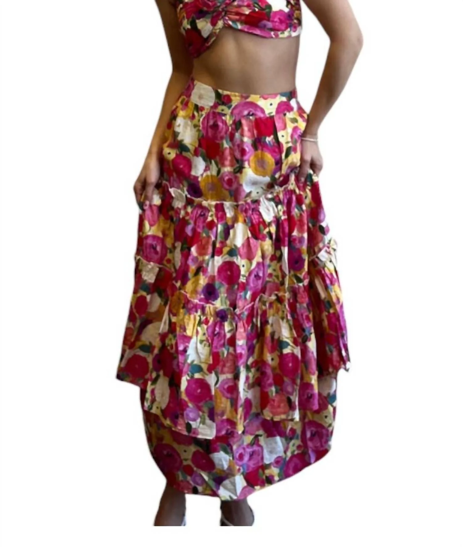 Gypsy Maxi Skirt In Rose Multi