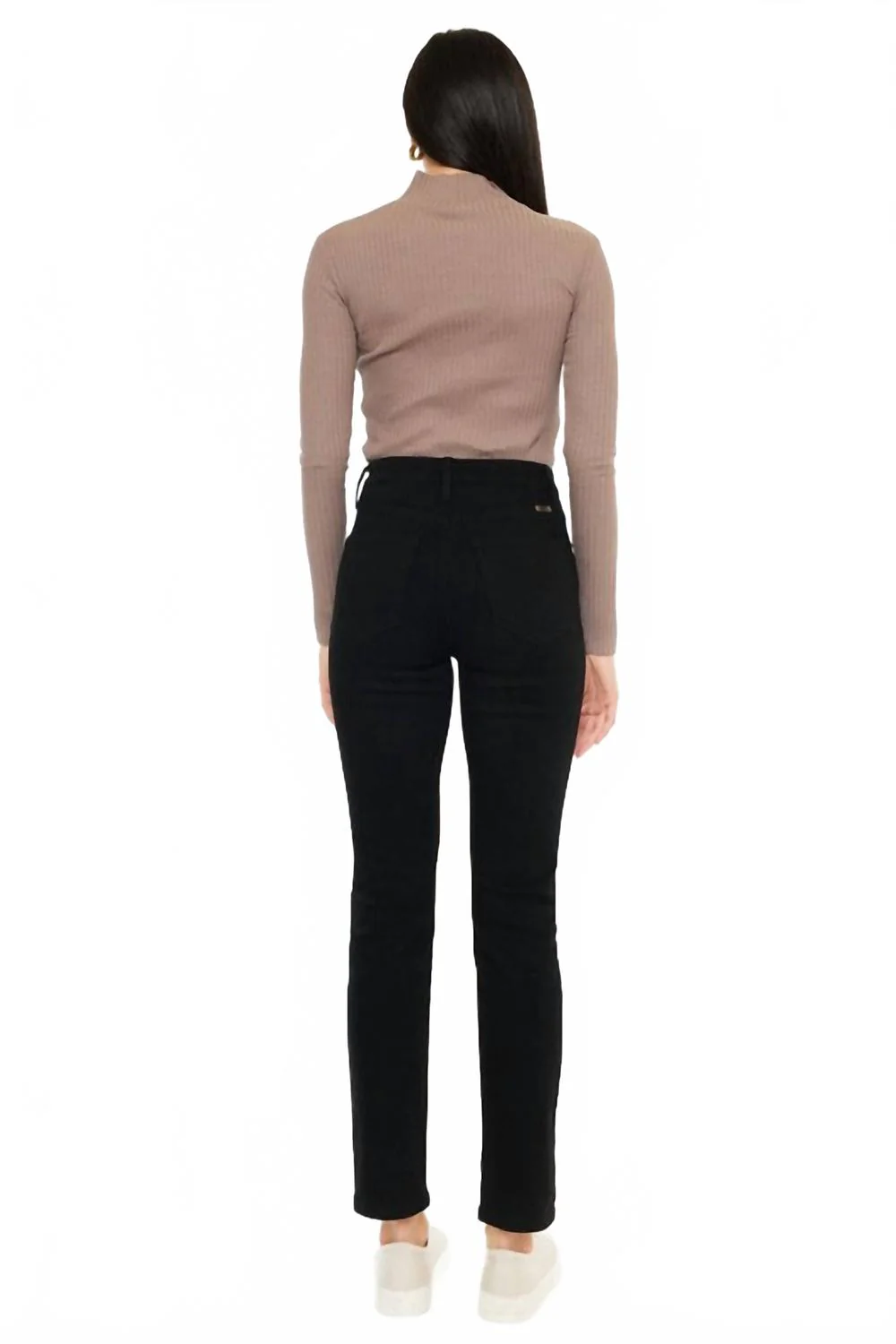 Melinda High Rise Slim Straight Jeans In Black