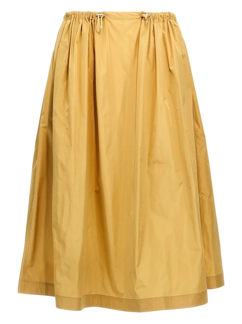 Longuette Taffeta Skirt With Curled Waist