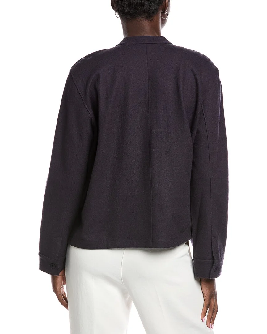 EILEEN FISHER Mandarin Collar Wool Jacket