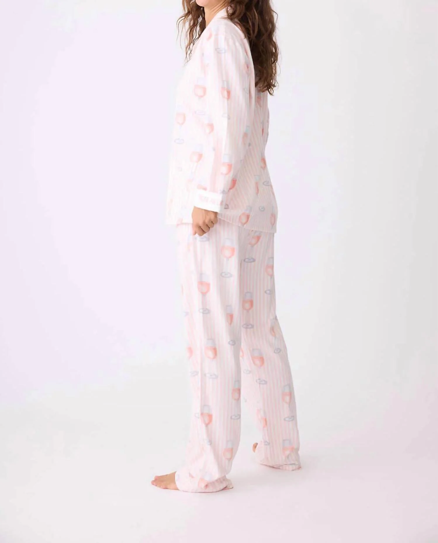 Rose All Day Flannel Pj Set In Pink