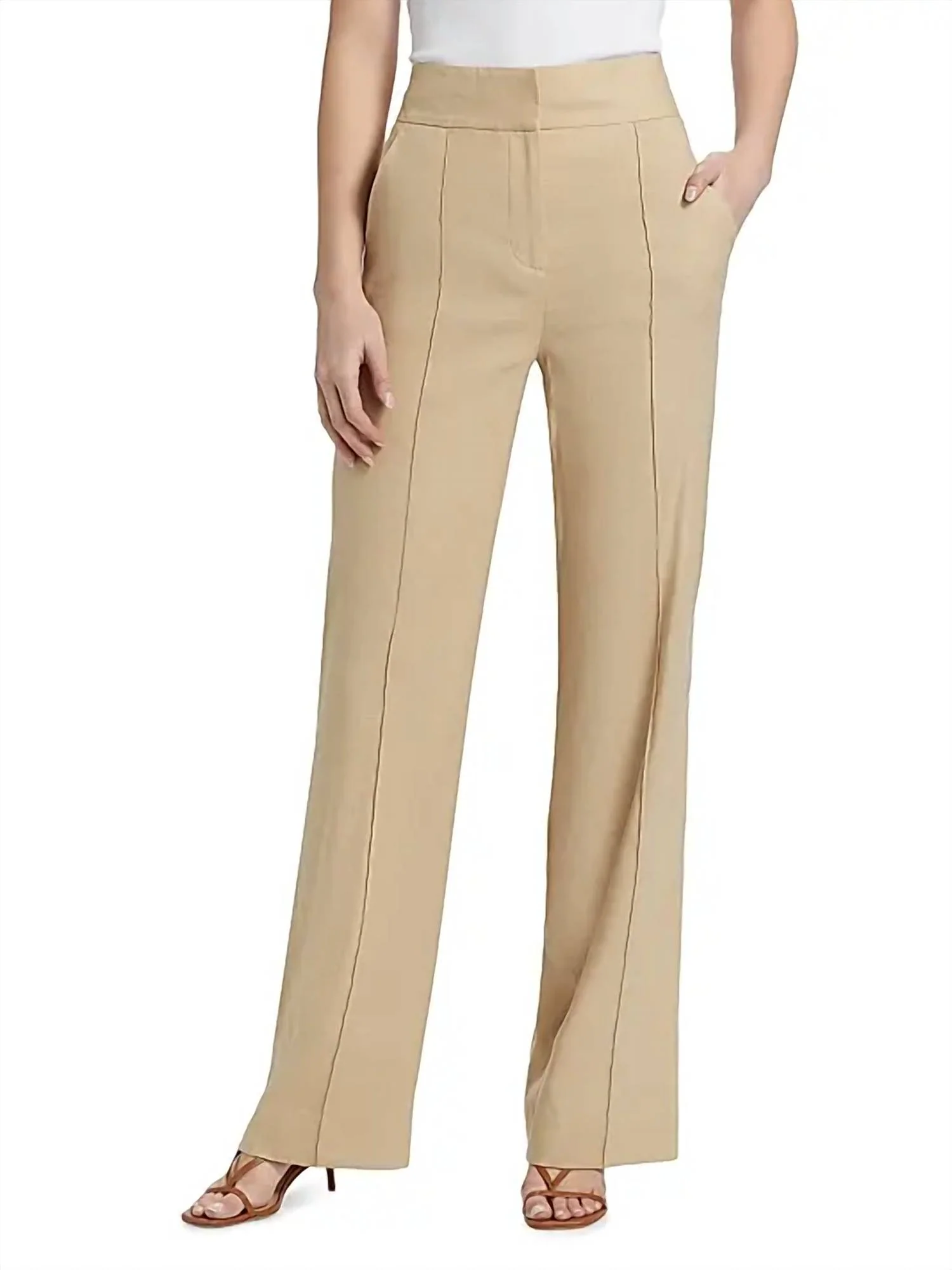 Cruz Stretch-Linen Pant In Stone Khaki