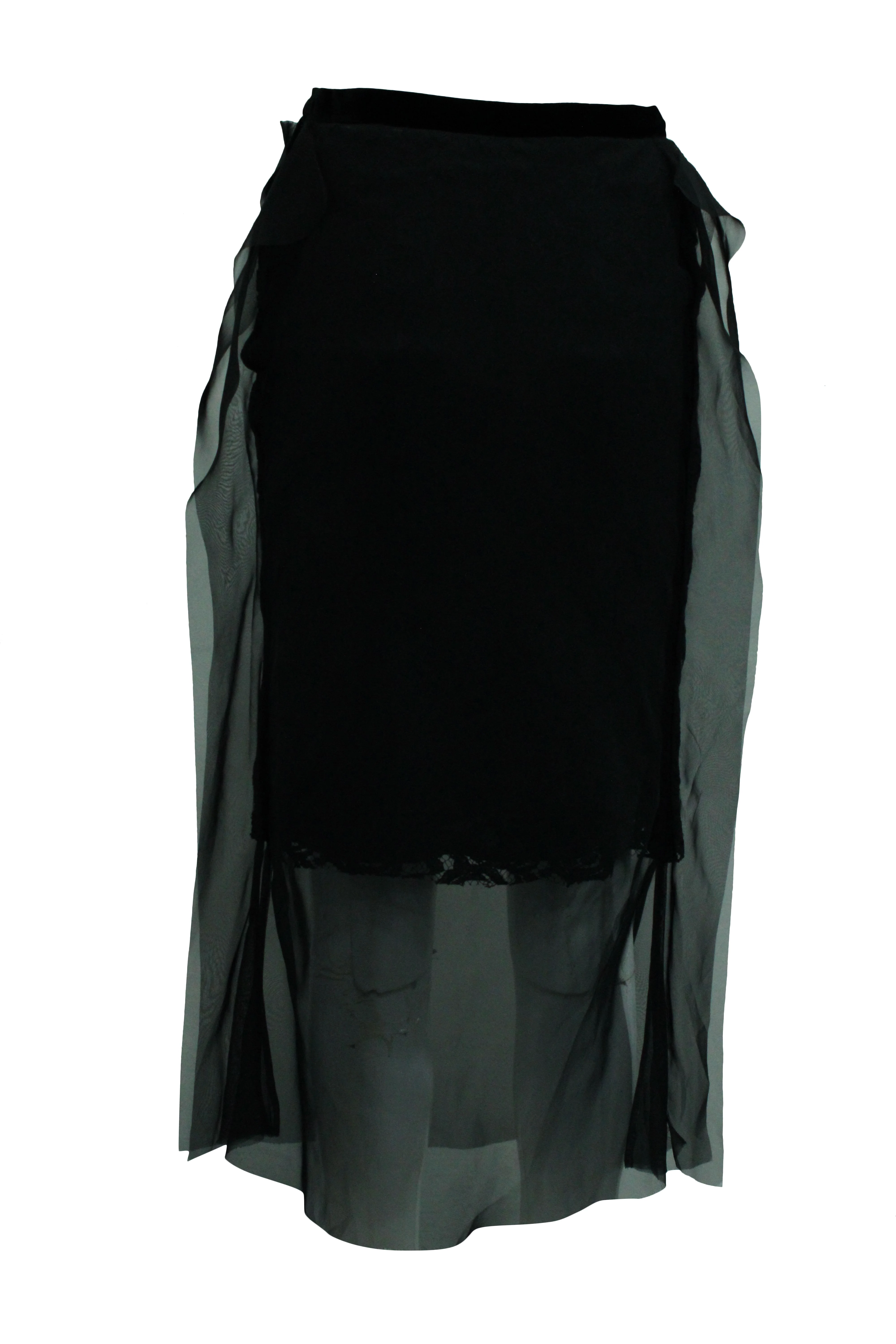 Sacai Lace Skirt in Black Polyster