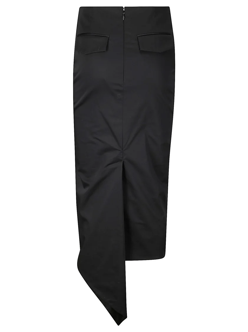 High-Waisted Cotton Midi Skirt