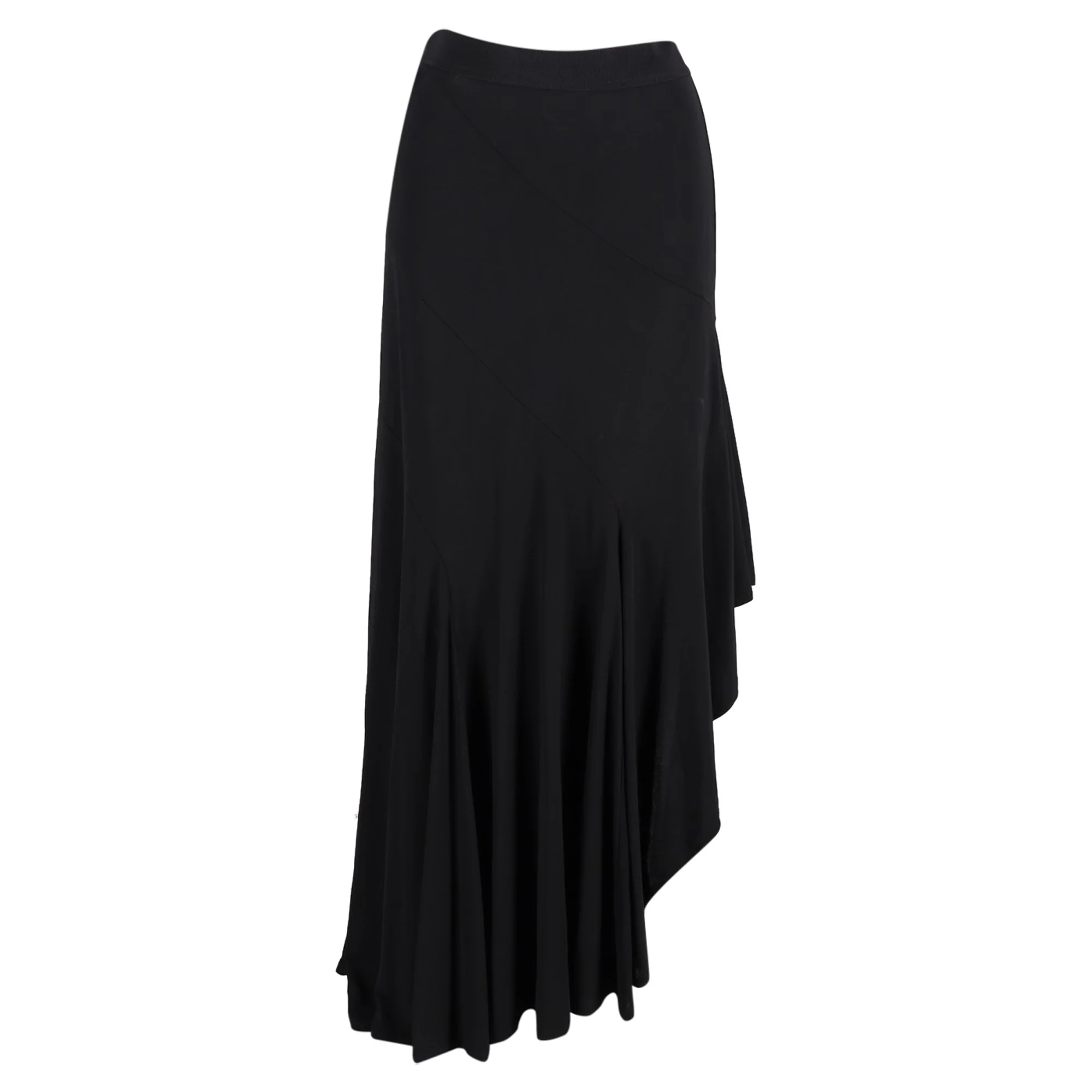 Max Mara Estella Asymmetric Maxi Skirt in Black Viscose