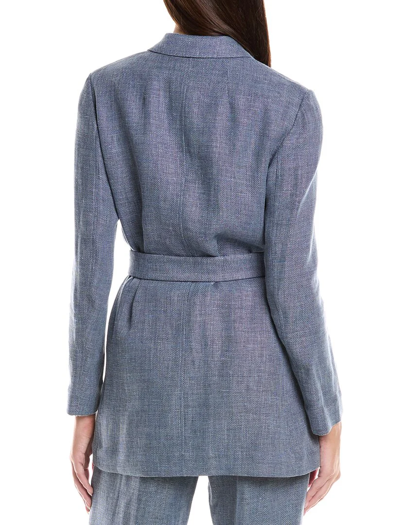 Lafayette 148 New York Belted Longline Linen & Wool-Blend Blazer