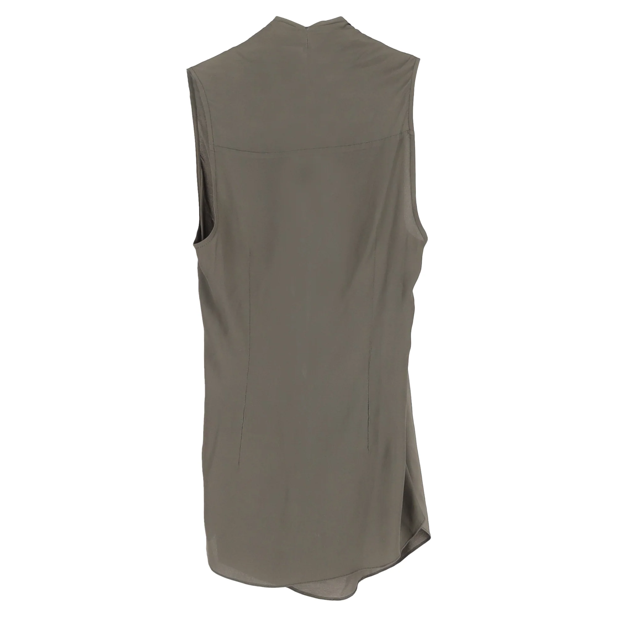 Victoria Beckham Cowlneck Sleeveless Top in Olive Silk