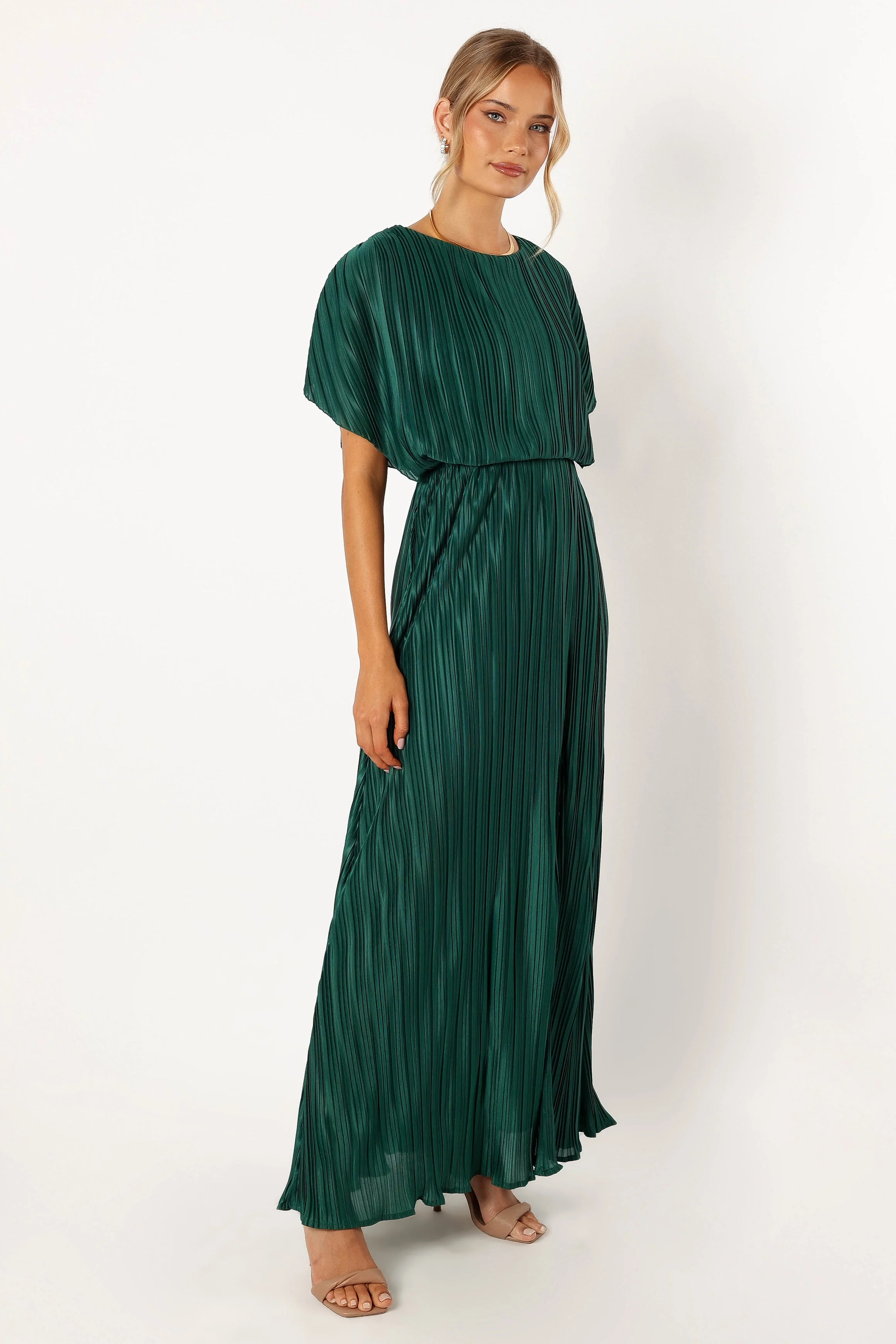 Neville Pleated Maxi Dress - Teal Green