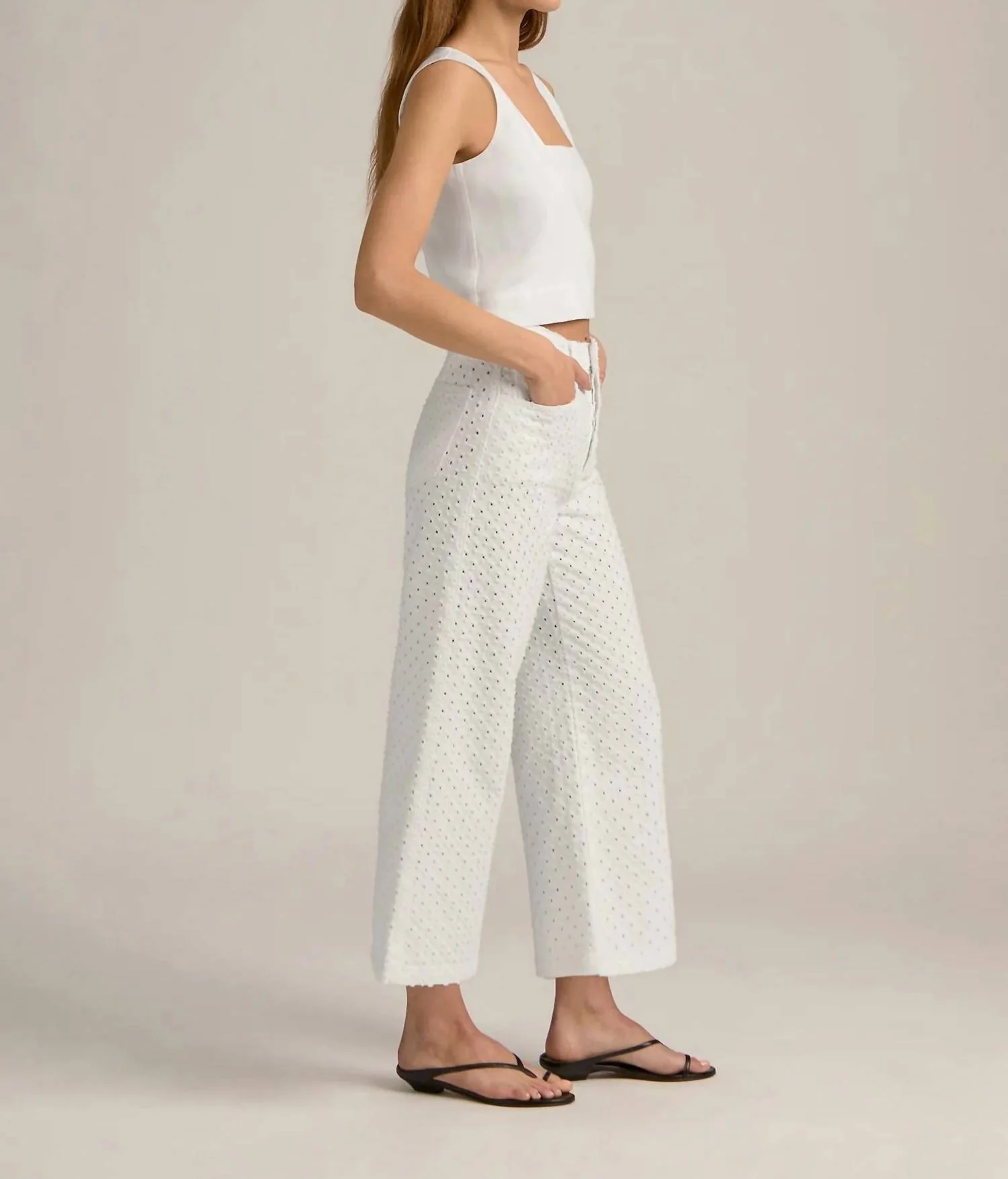 Masha Super High Rise Wide Leg Pant In White