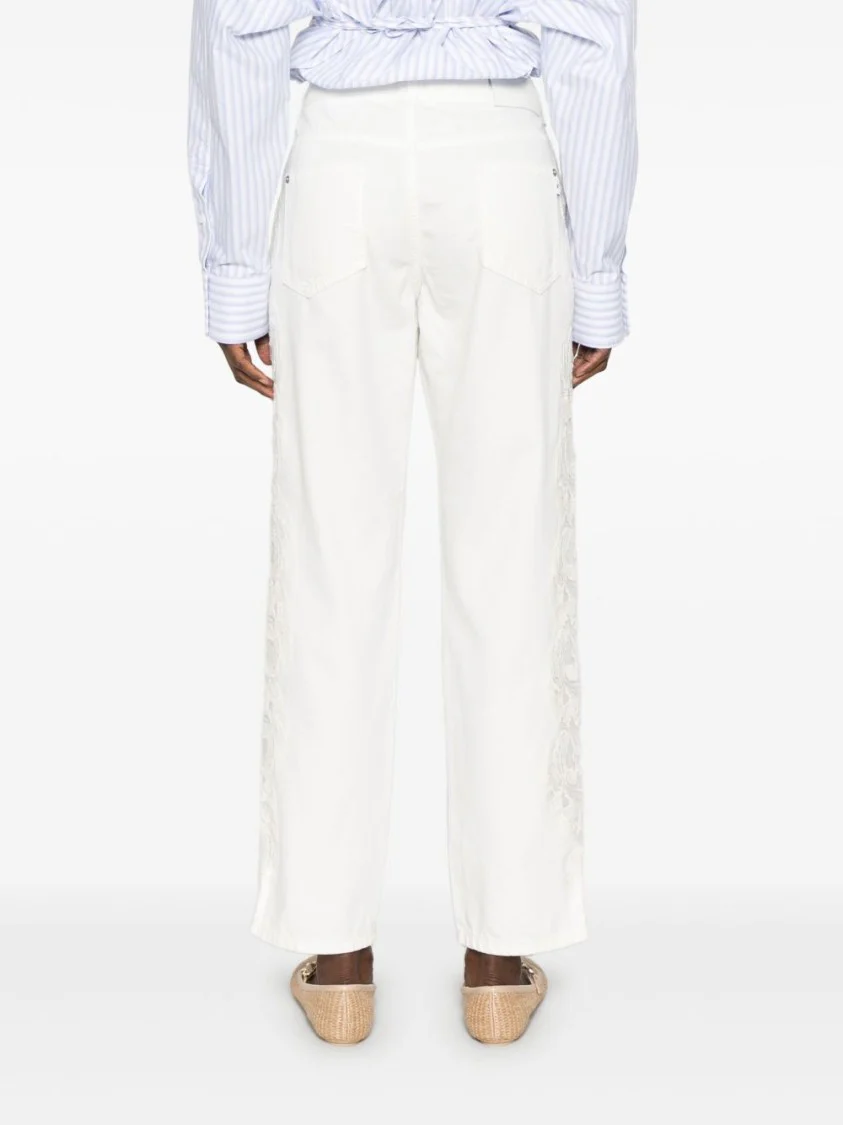 White Trousers With Front Button Closure