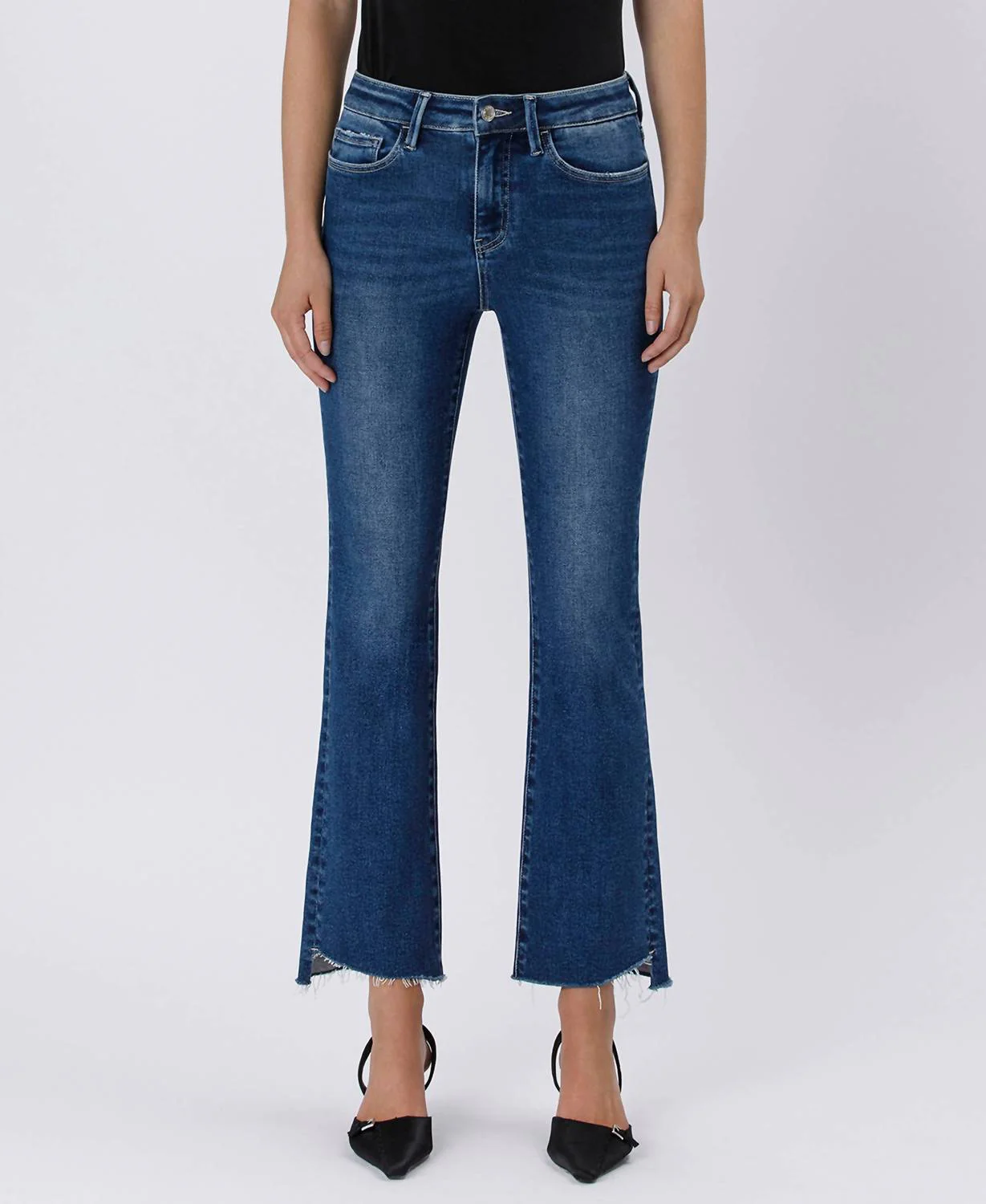 High Rise Crop Raw Hem Bootcut Jeans In Love Craft
