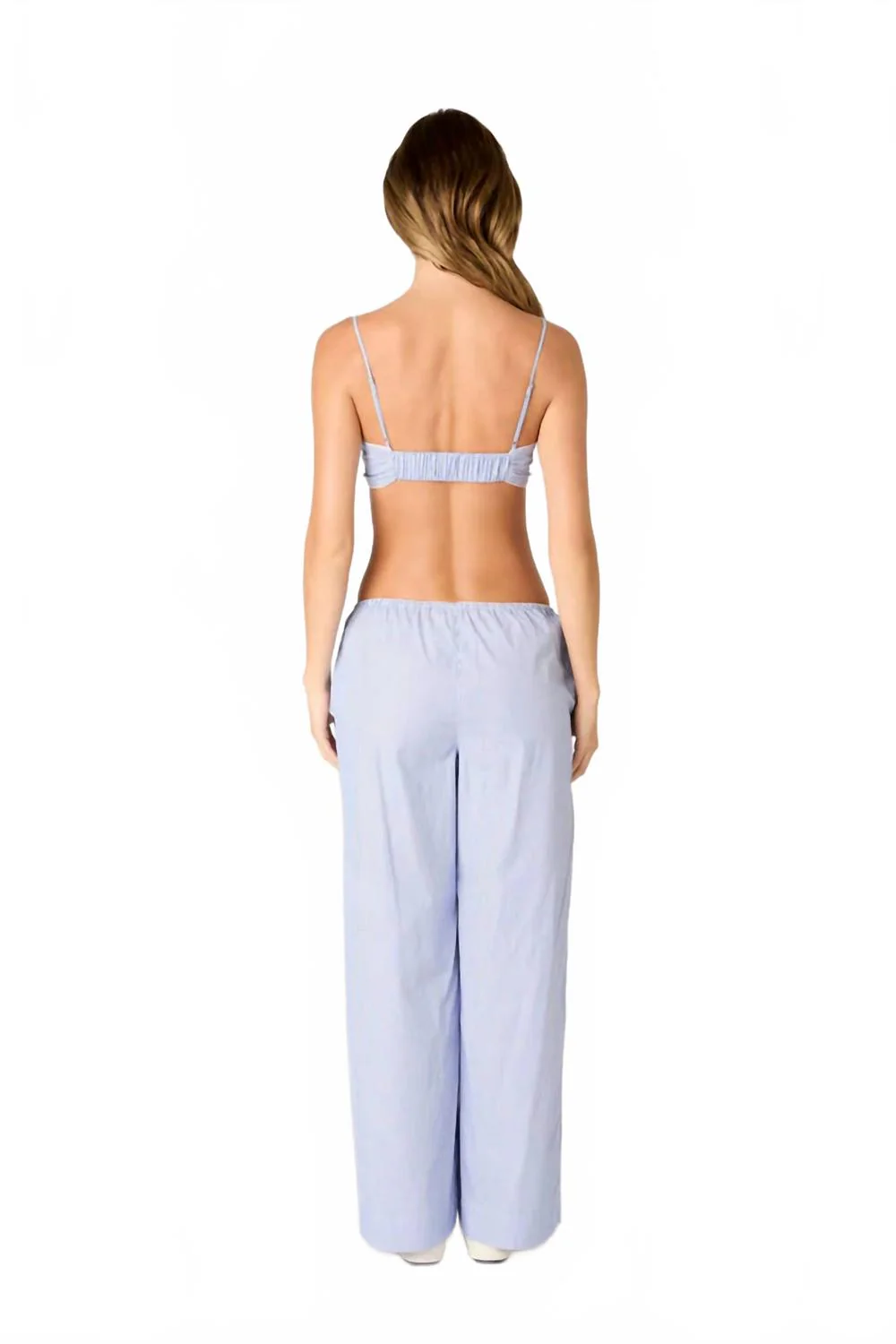 Stripe Bralette And Pant Set In Marine Blue