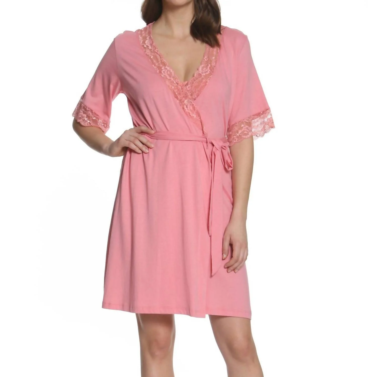 Penelope Short Sleeve Robe In Pink Dust