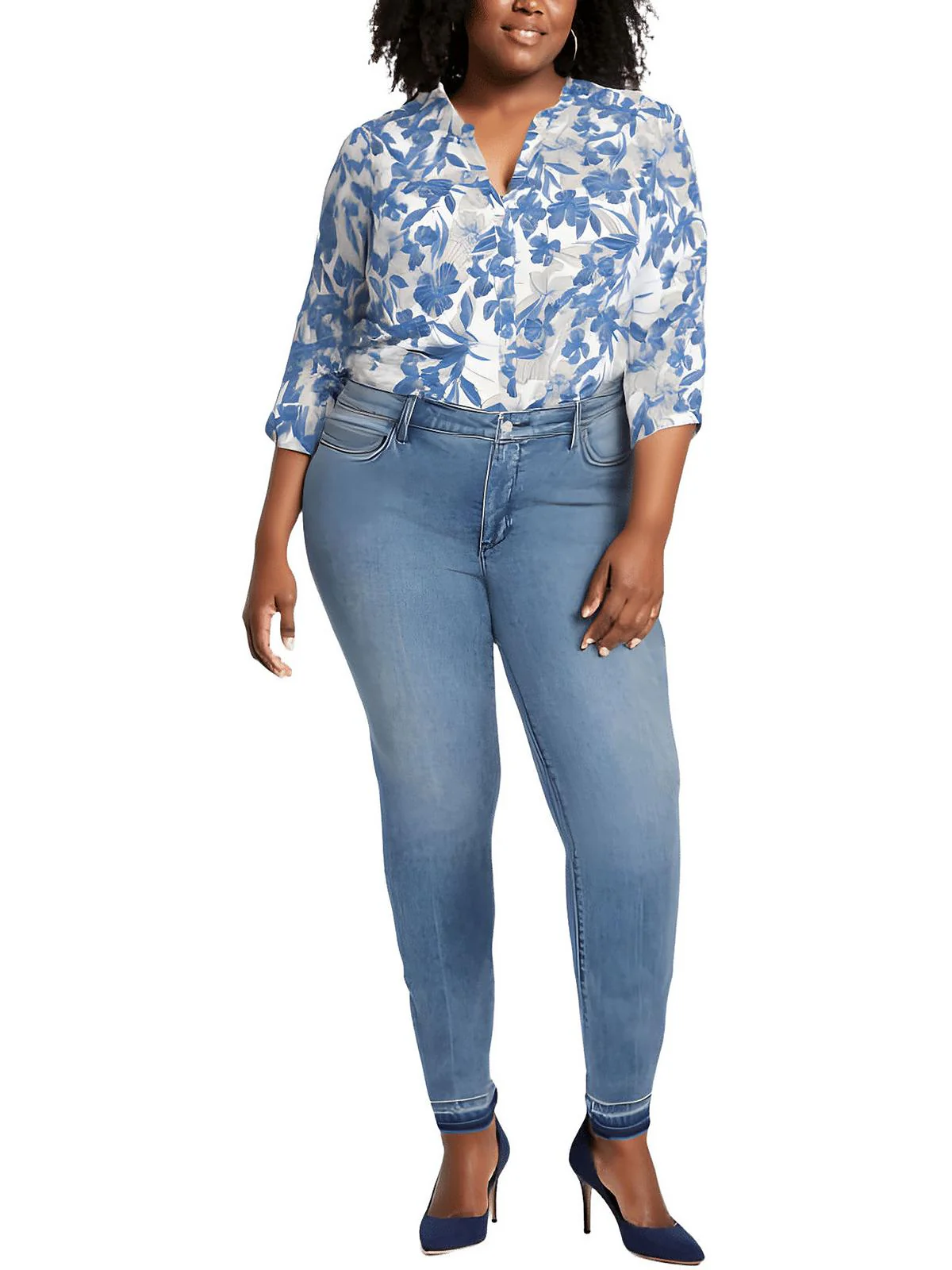 Plus Barbara Womens High-Rise Cotton Bootcut Jeans