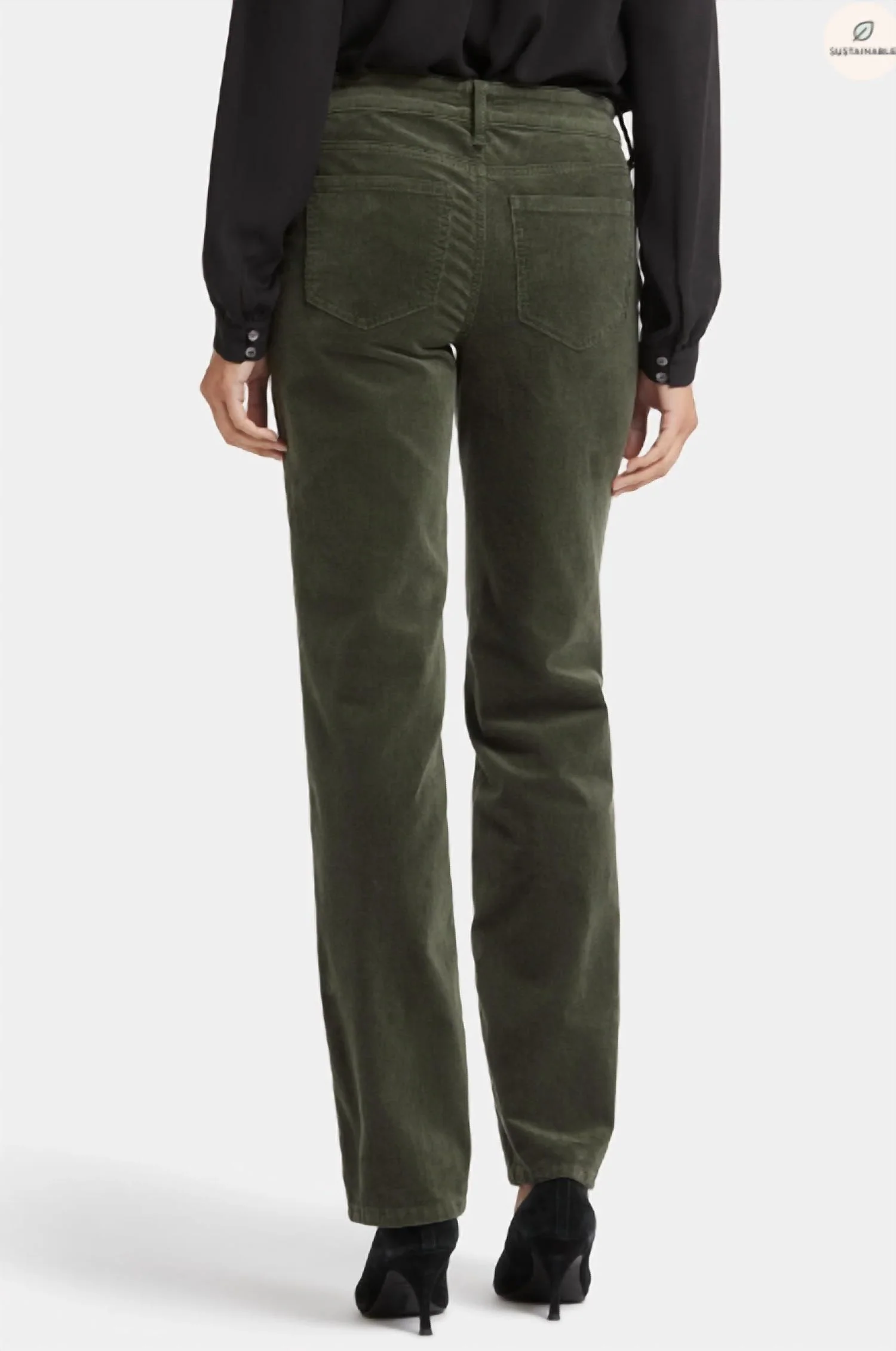 Marilyn Straight Corduroy Jeans In Vine Leaf