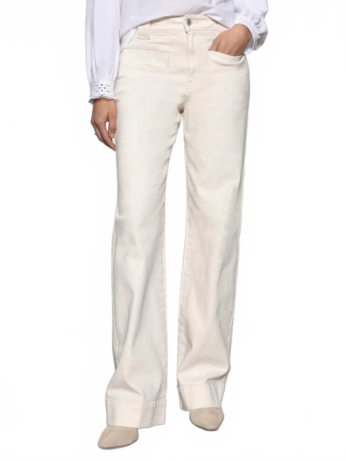 Voyage Full Length Jeans In Light Oat