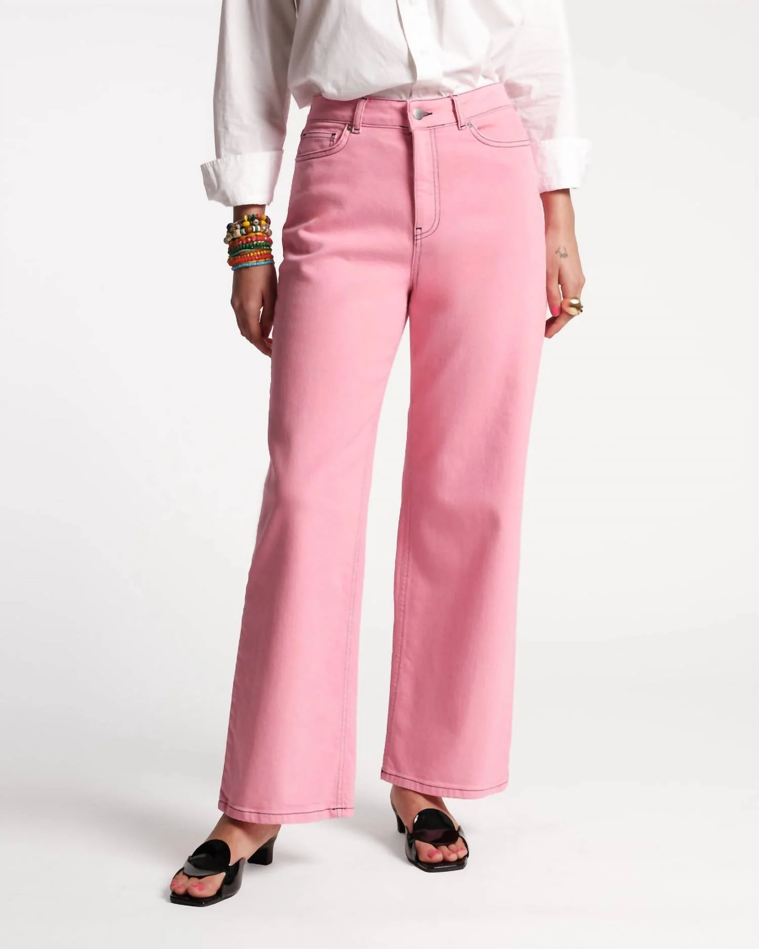 Ace Solid Stretch Denim Jeans In Pink