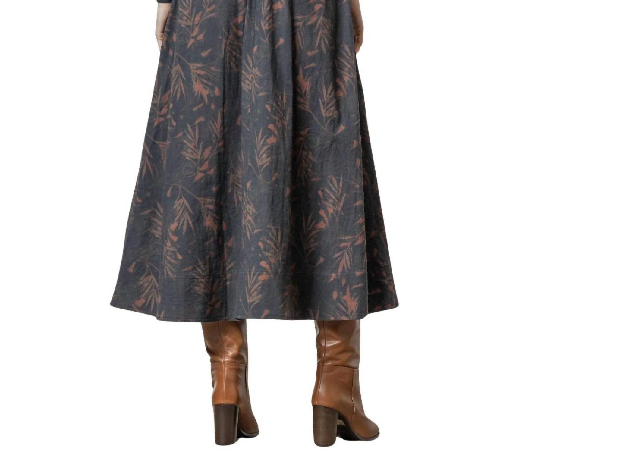 Long Belted Skirt In Onyx/java