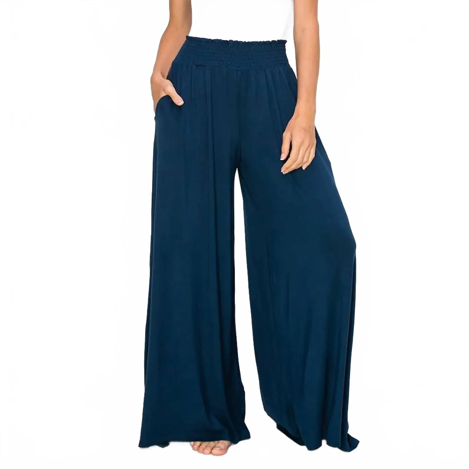 Bamboo Maxi Palazzo Pant In Navy