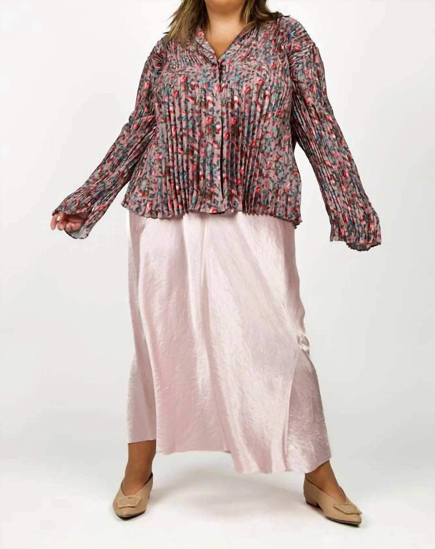 Raw Edge Paneled Slip Skirt In Roselle