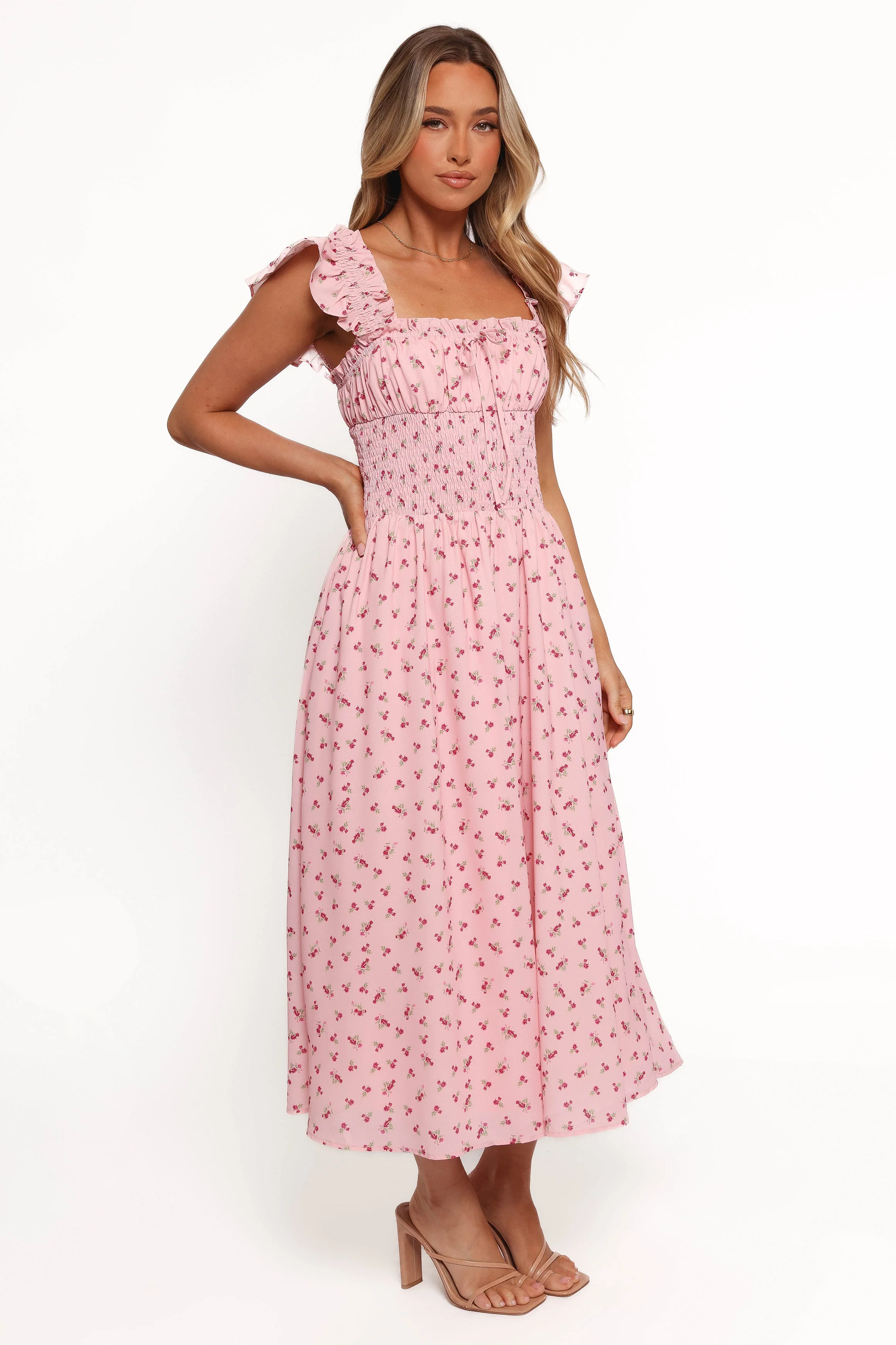 Bronte Midi Dress - Pink Floral