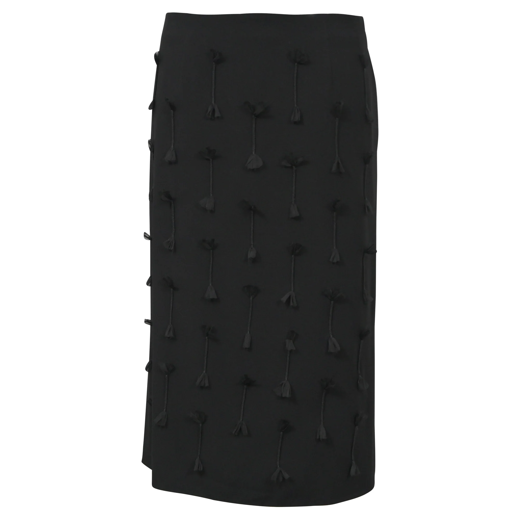 Jason Wu Braided Tassel Detail Skirt in Black Wool