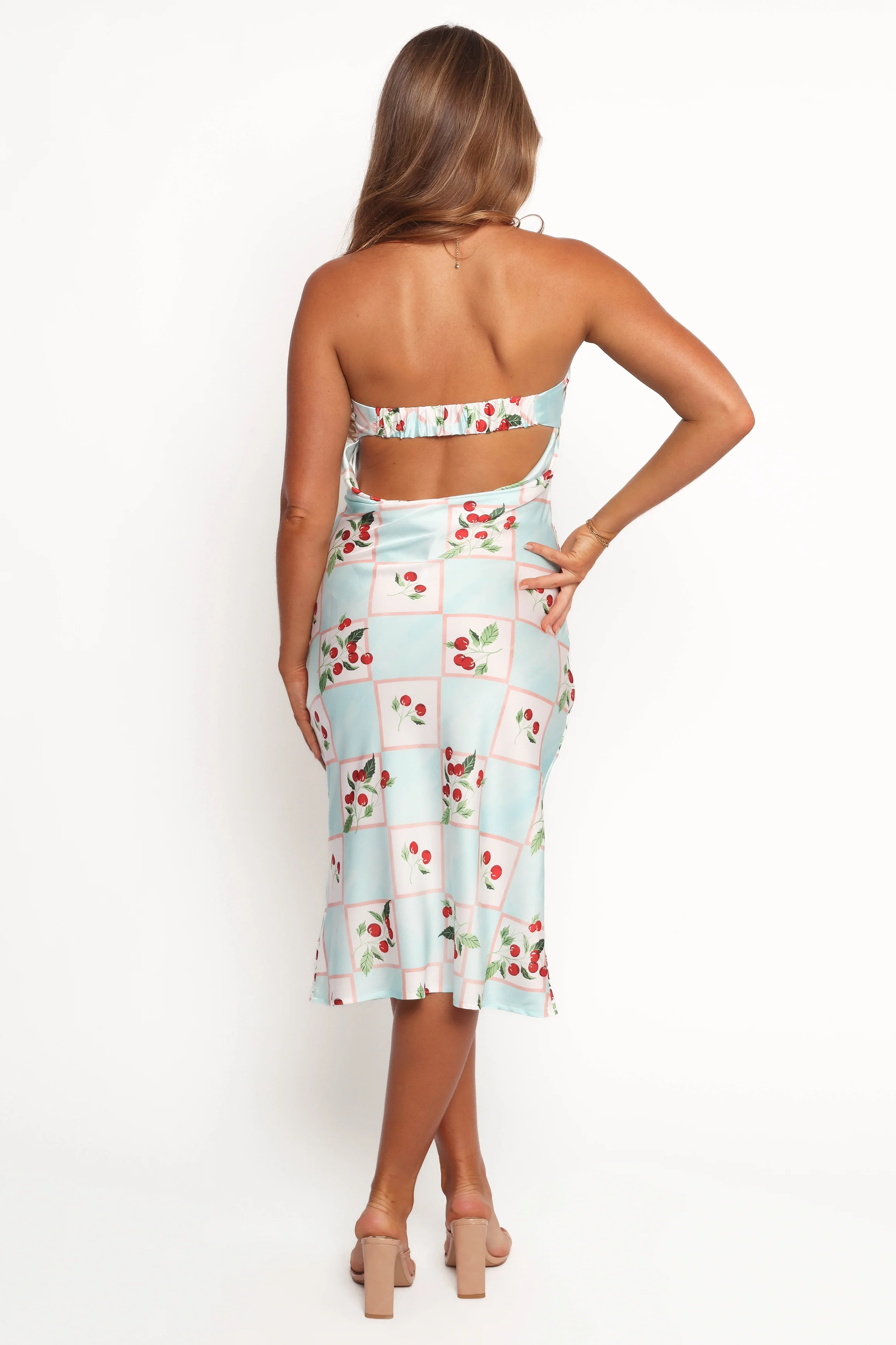 Benton Strapless Midi Dress - Cherry Print