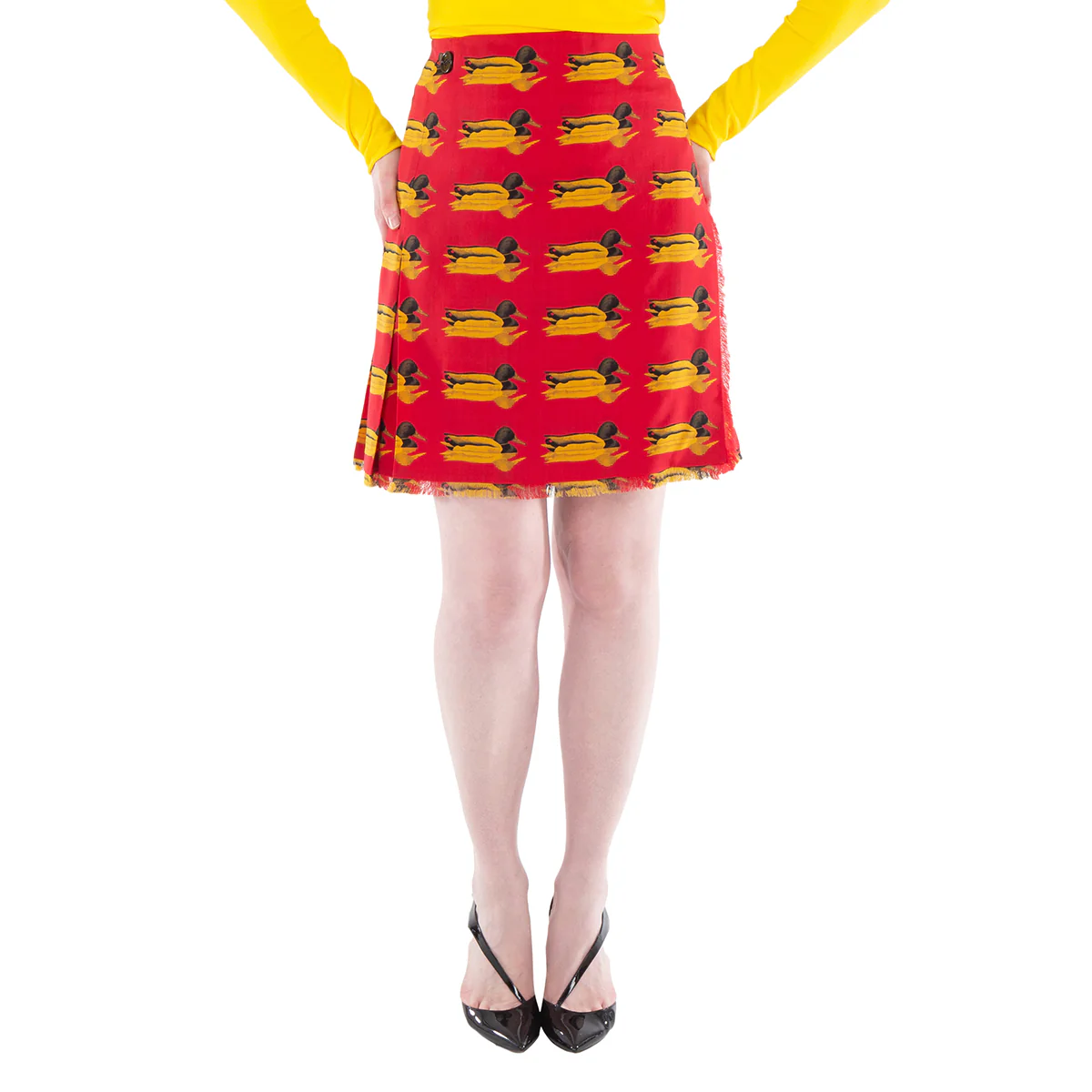 Burberry Duck Print Wool Mini Skirt