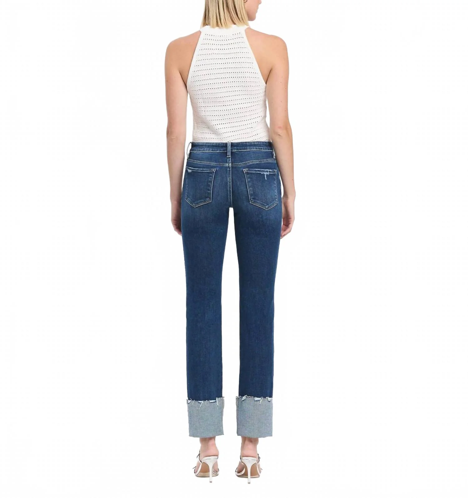 Mid Rise Cuffed Slim Straight Jeans In Overheard