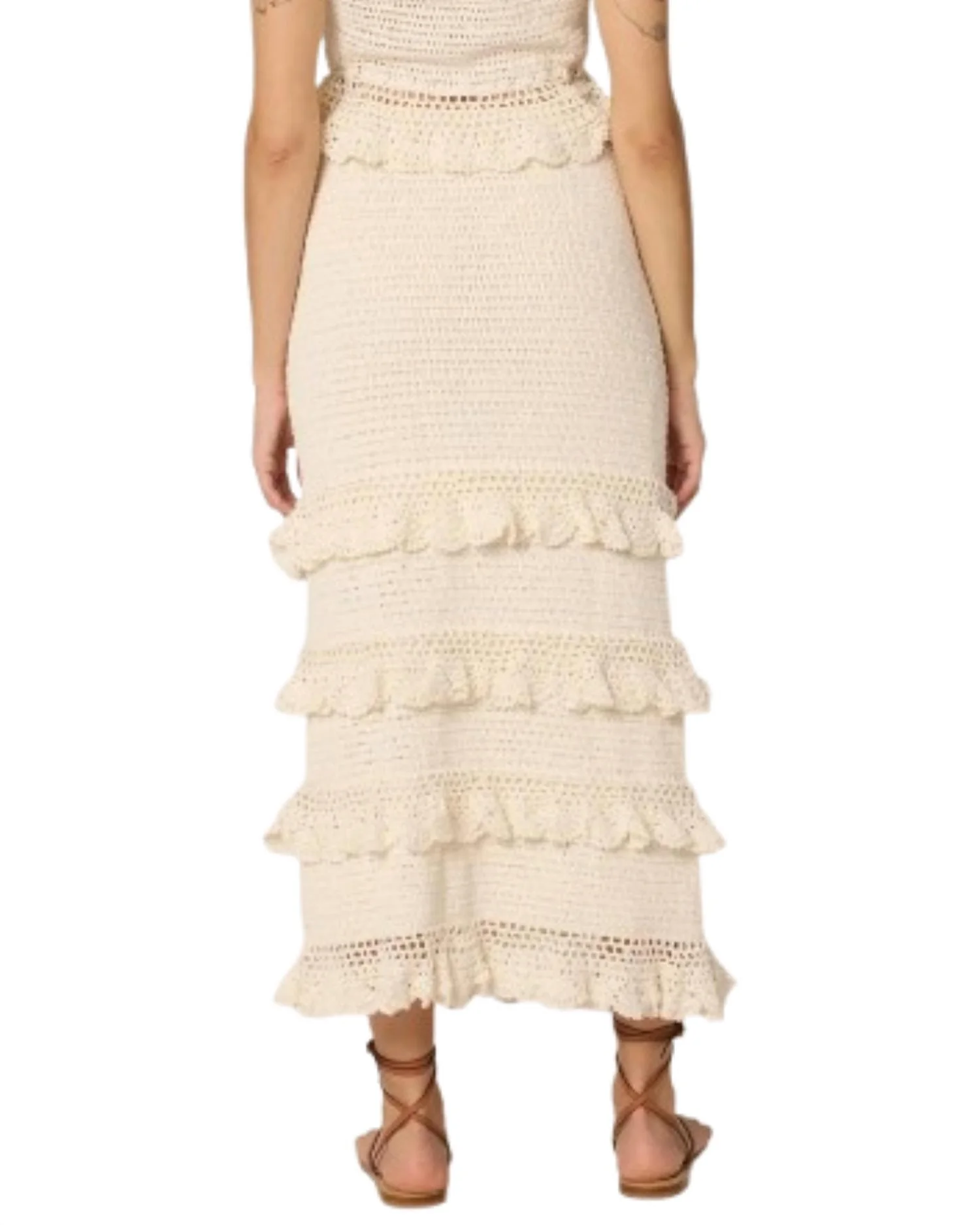 Serena Crochet Ankle Skirt In Ivory
