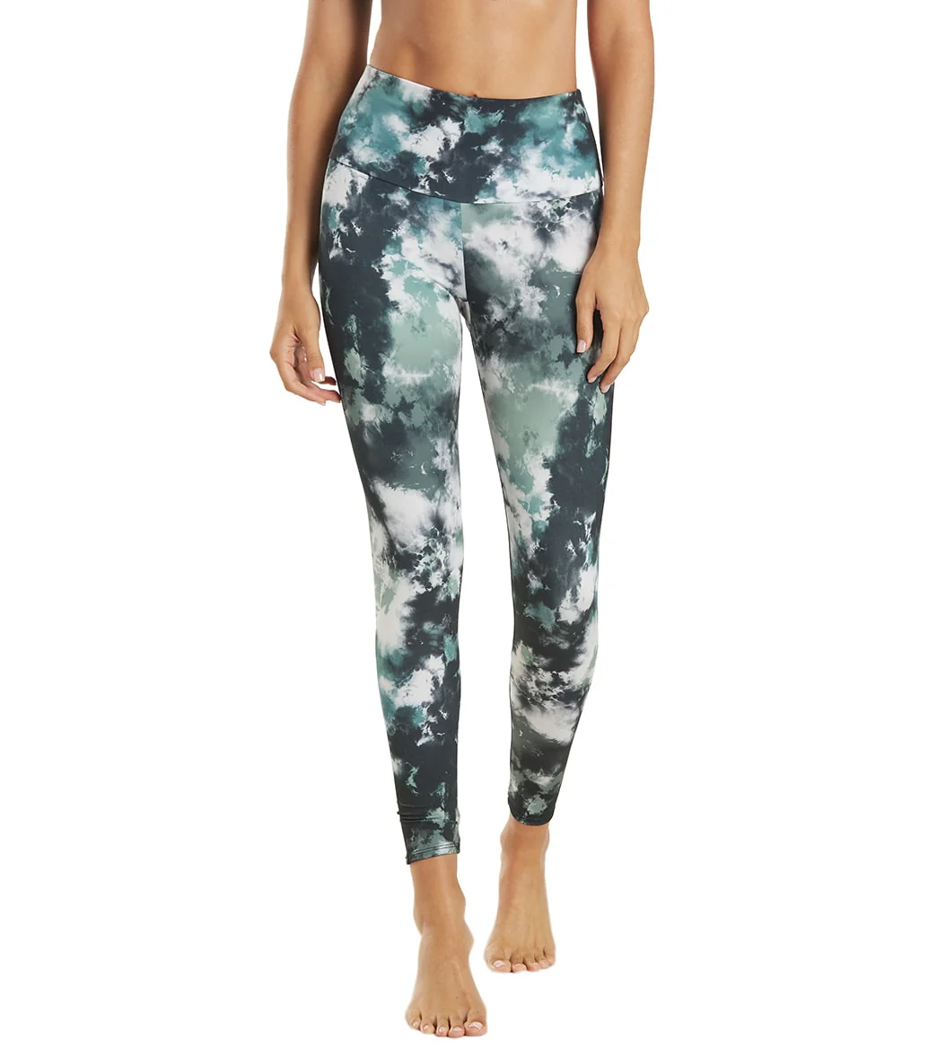 Onzie High Waisted Basic 7/8 Yoga Leggings Evergreen Tie Dye