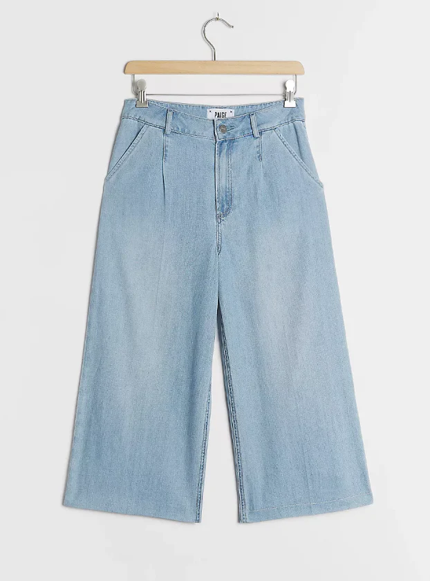 Paige Clarice Ultra High-Rise Pintucked Culotte Jeans