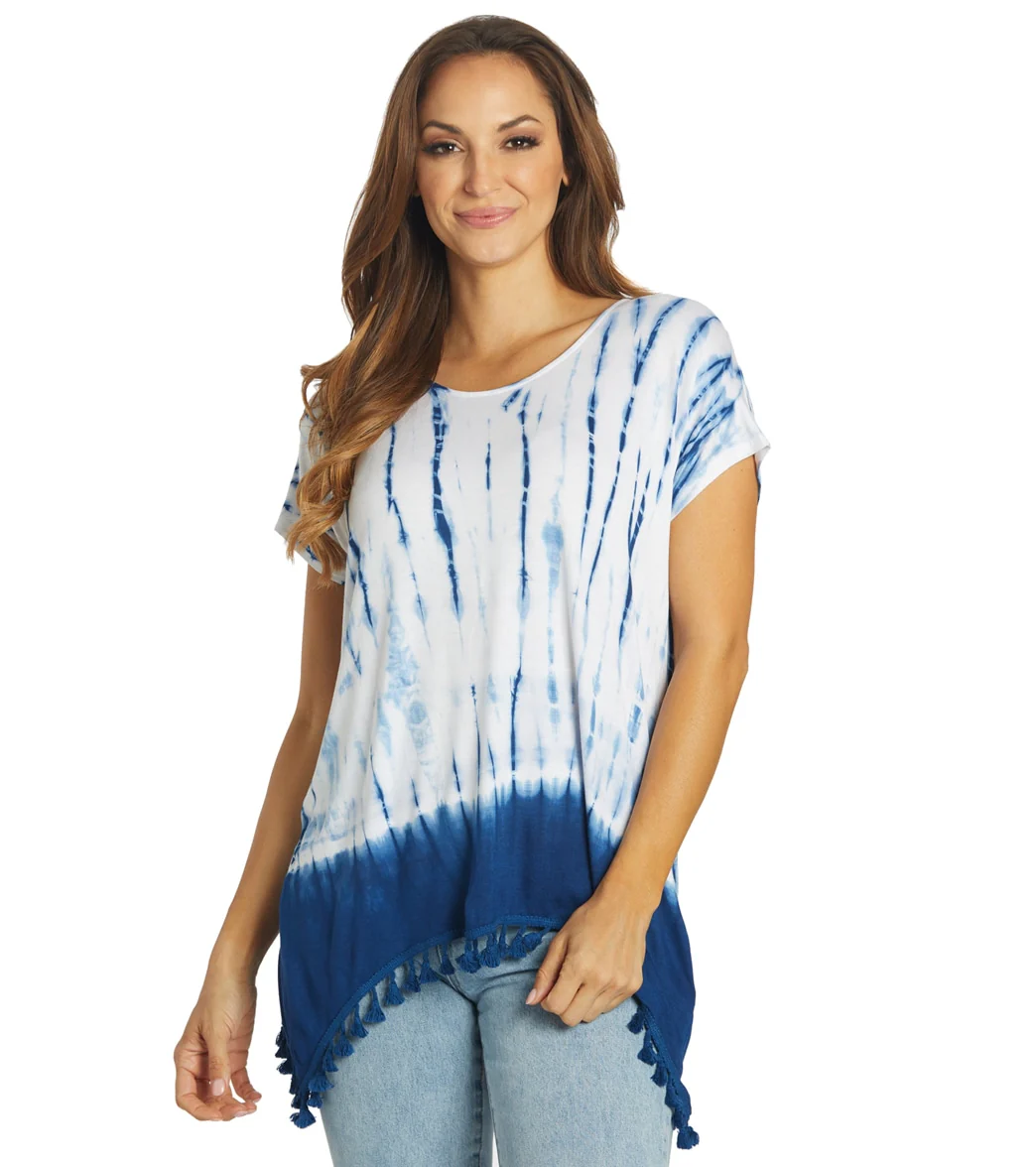 Yak & Yeti Gypsy Tie Dye Tassel Hem Tee