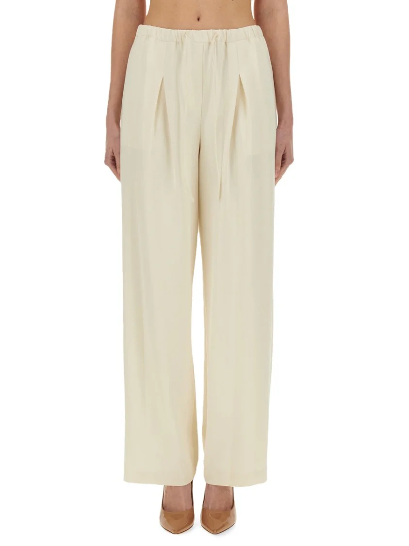 Pleated High-Waisted Pants With Relaxed Fit