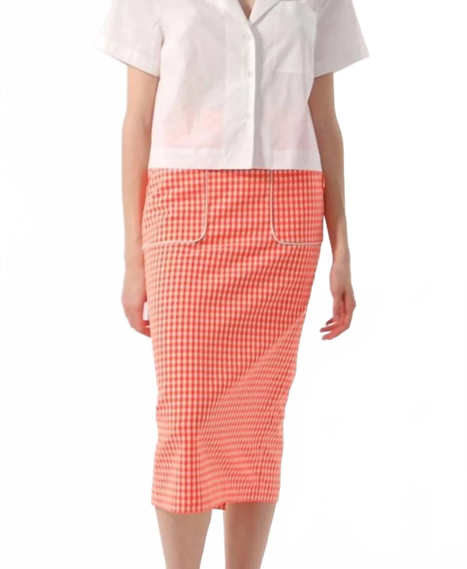 High Waist Midi Crepe Pencil Skirt In Original Print