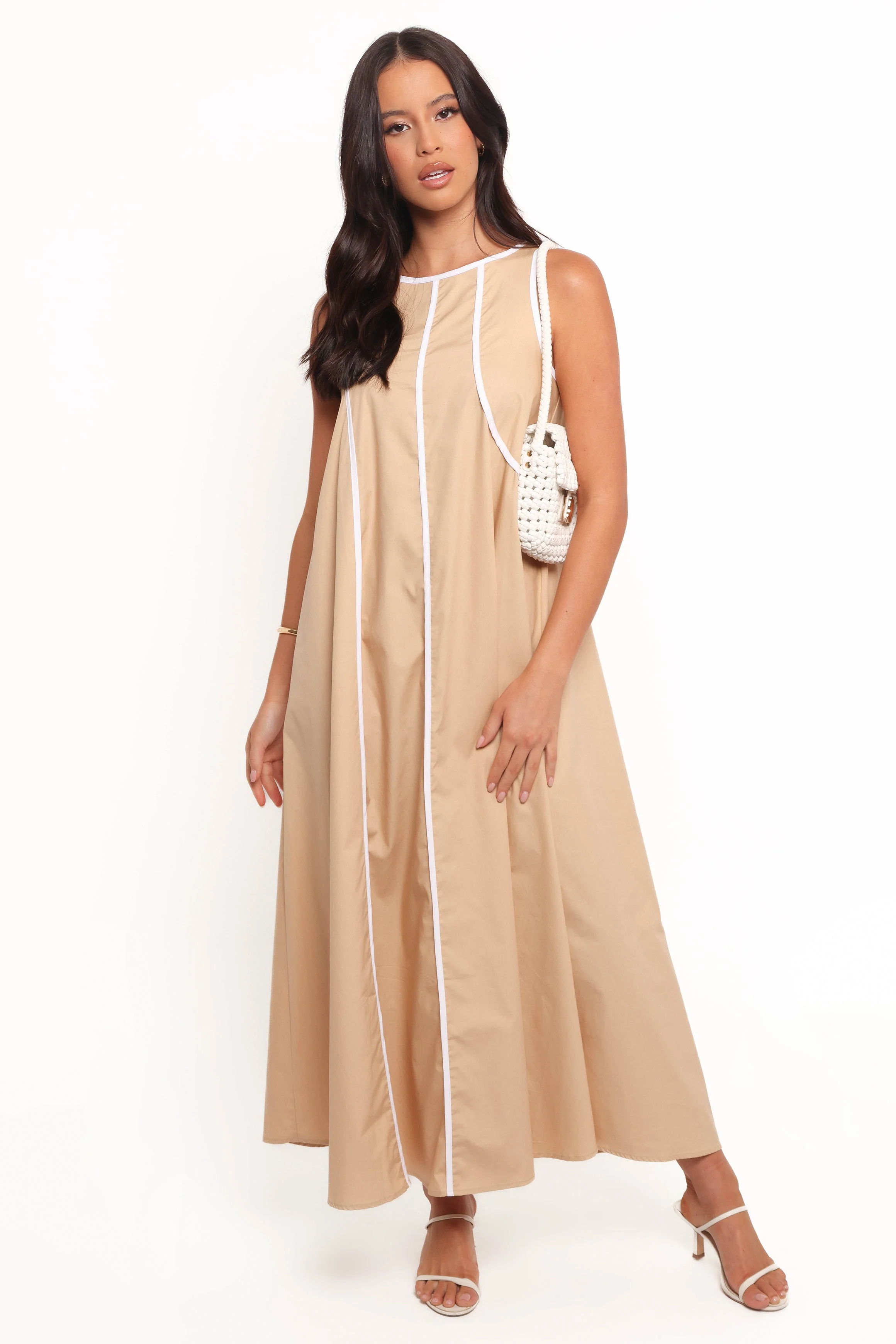 Peppa Maxi Dress - Beige/White