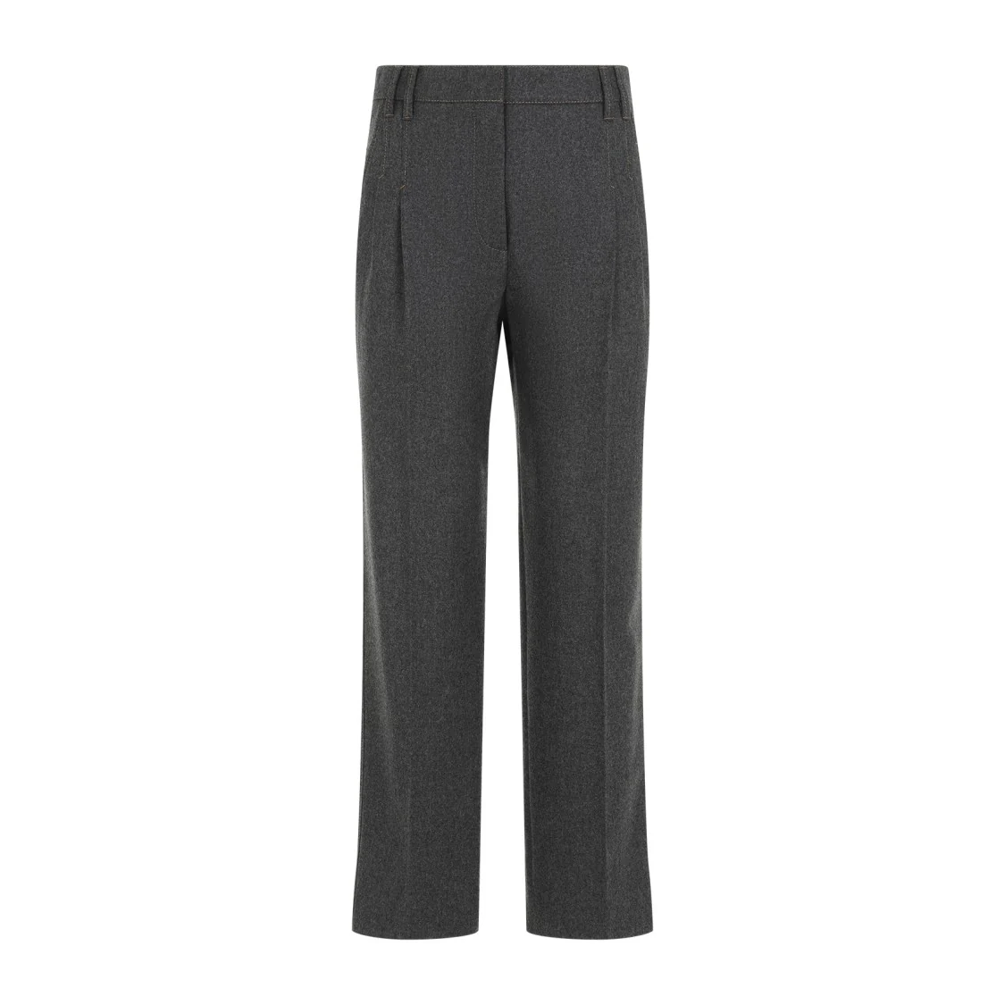 Cropped Flannel Grey Virgin Wool Pants