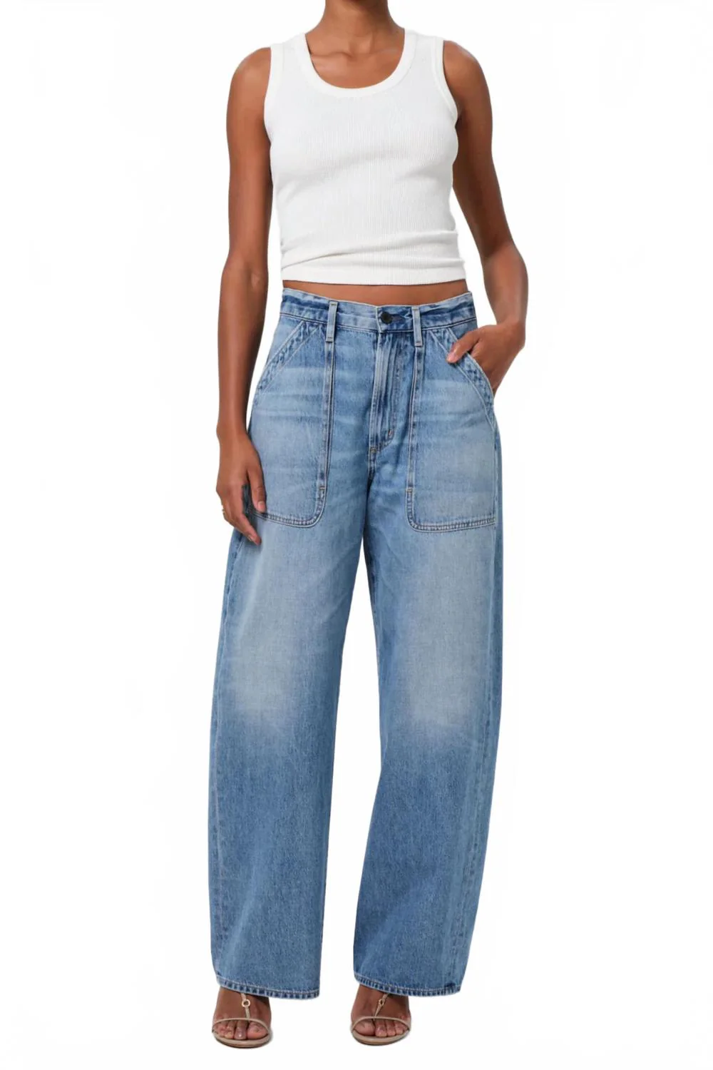 Ayla Cargo Denim Jeans In Zenith