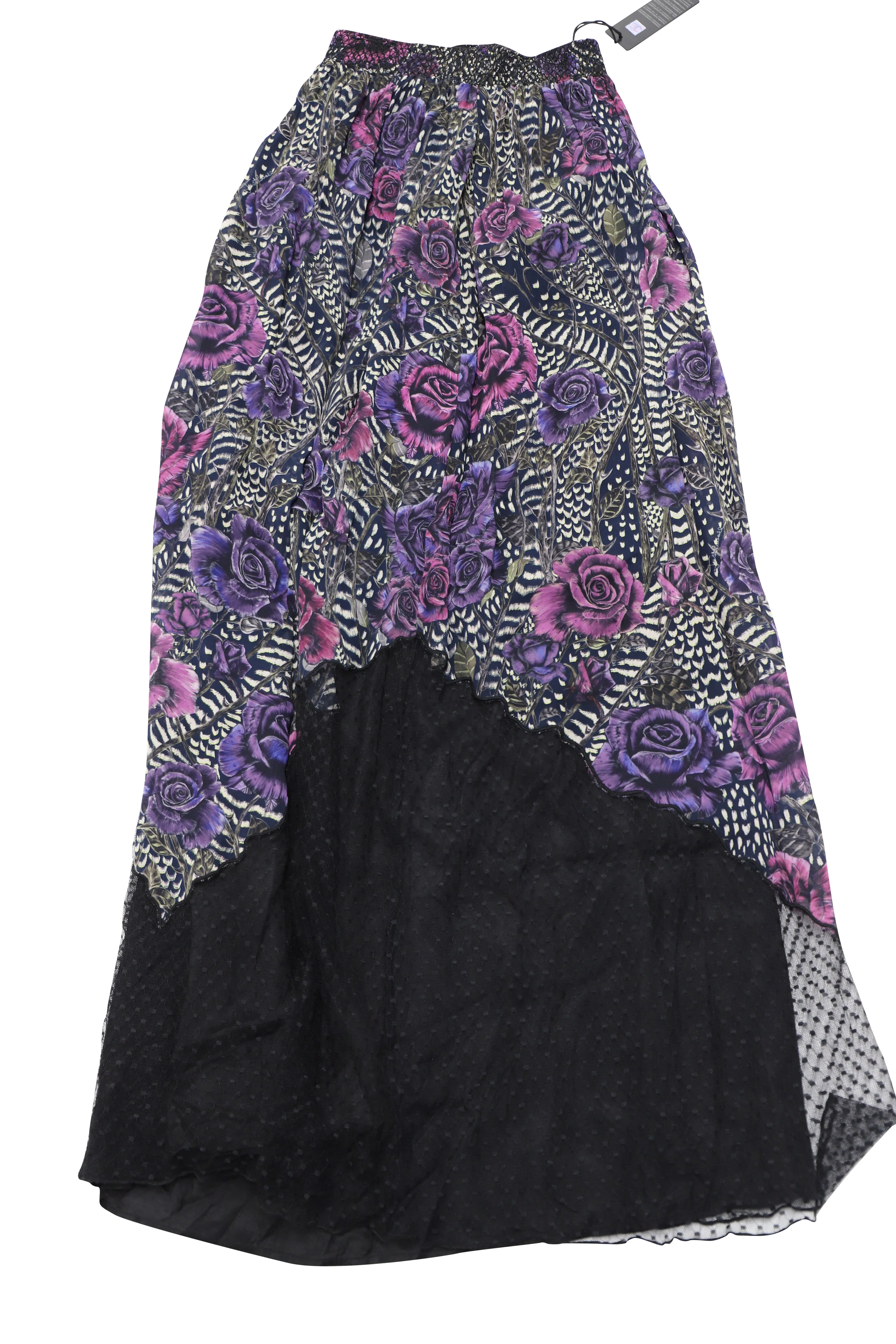 Just Cavalli Floral Crepe Maxi Skirt in Black Rayon