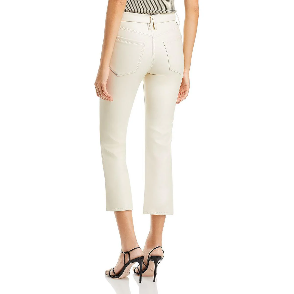 Womens Faux Leather Crop Bootcut Pants