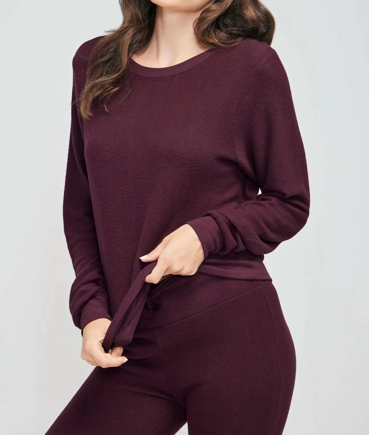 Baggy Beach Top In Fig Set In Maroon